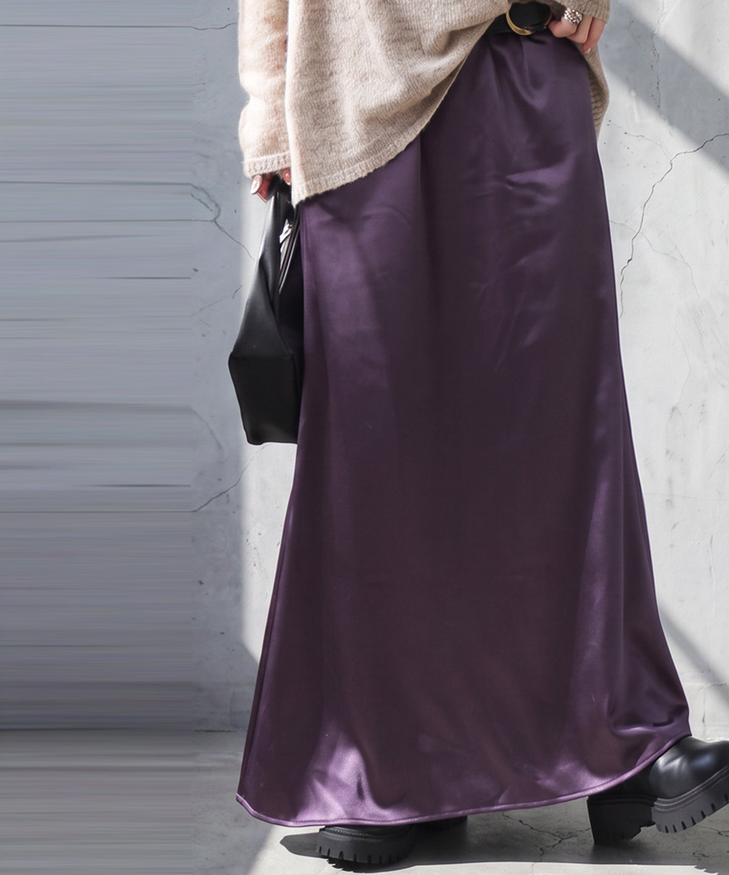 A-Line Satin Long Skirt Ladies