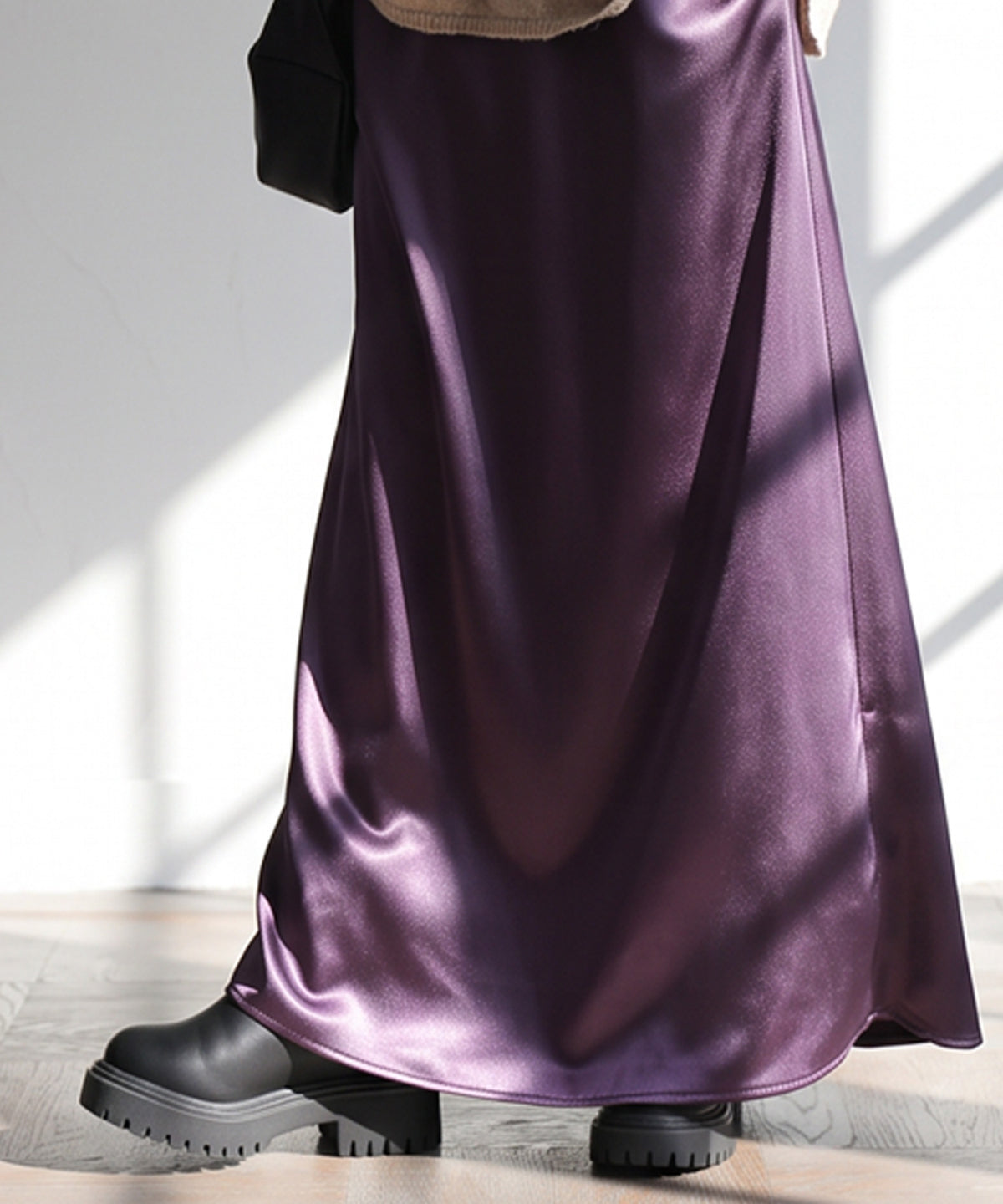 A-Line Satin Long Skirt Ladies