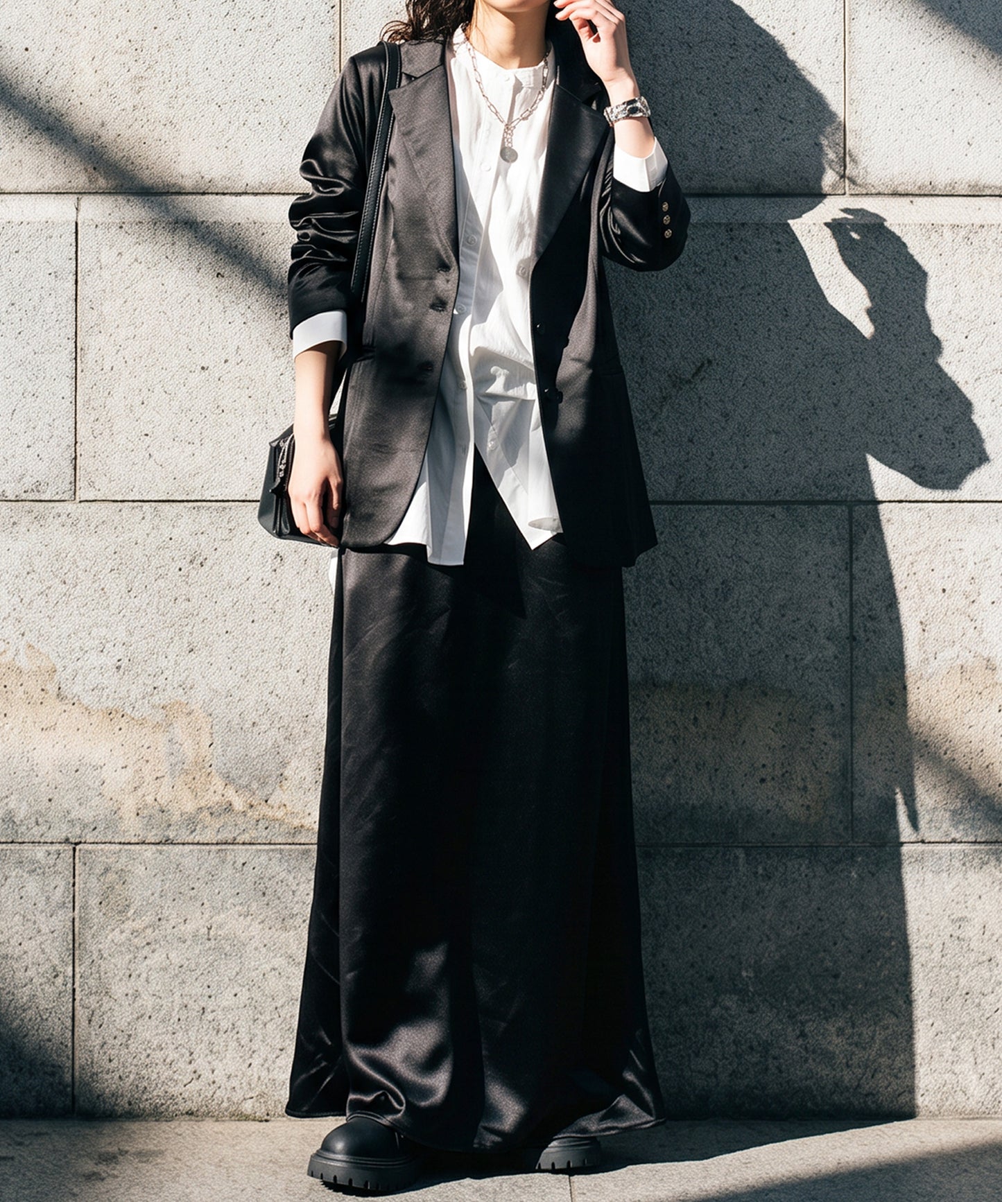 A-Line Satin Long Skirt Ladies