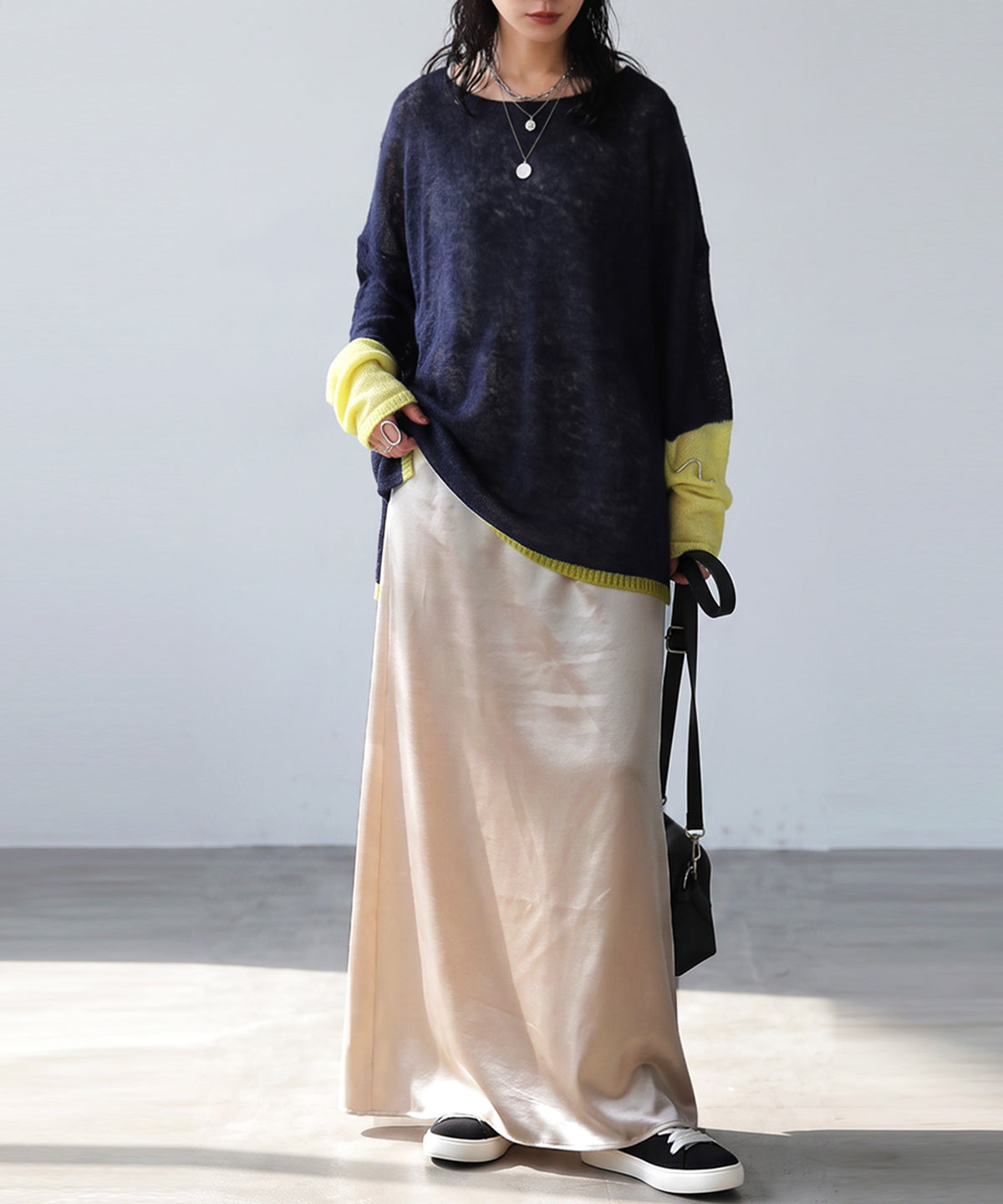 A-Line Satin Long Skirt Ladies