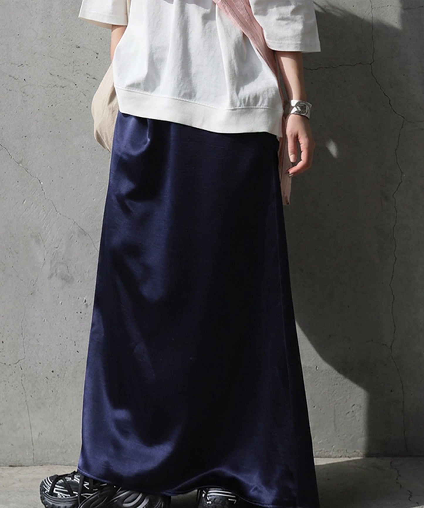 A-Line Satin Long Skirt Ladies