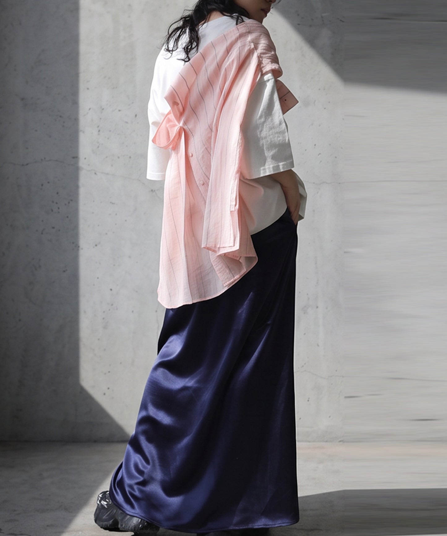 A-Line Satin Long Skirt Ladies