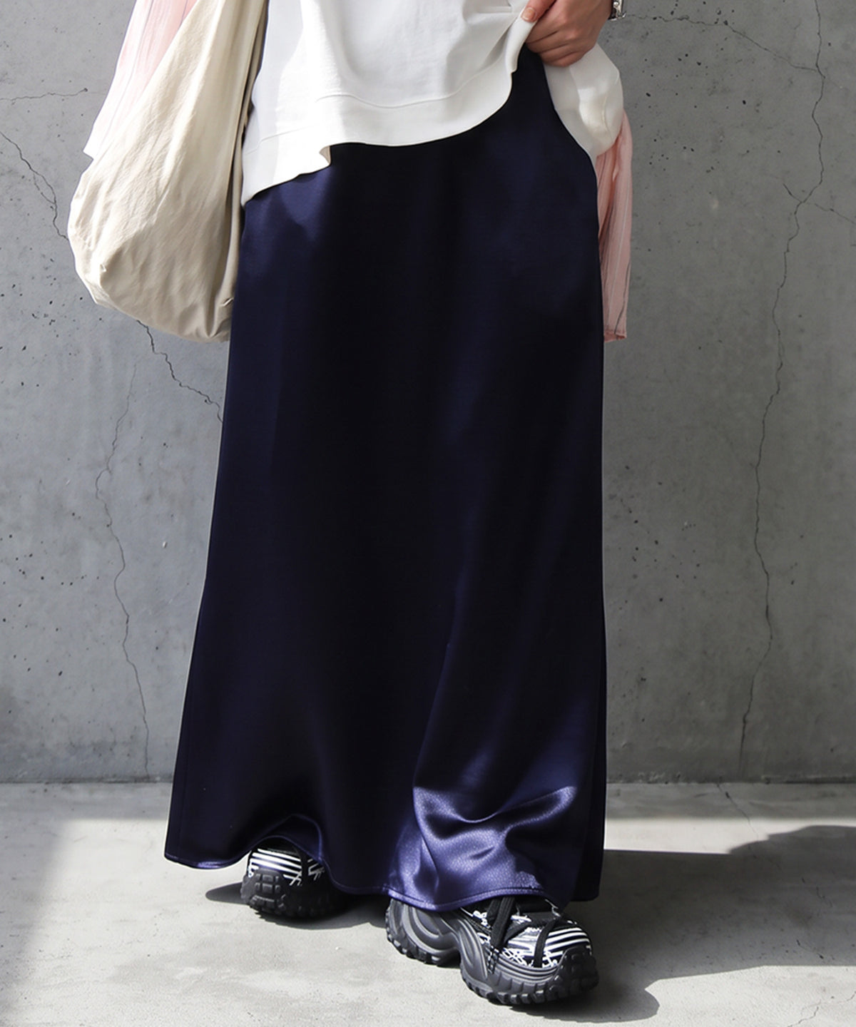 A-Line Satin Long Skirt Ladies