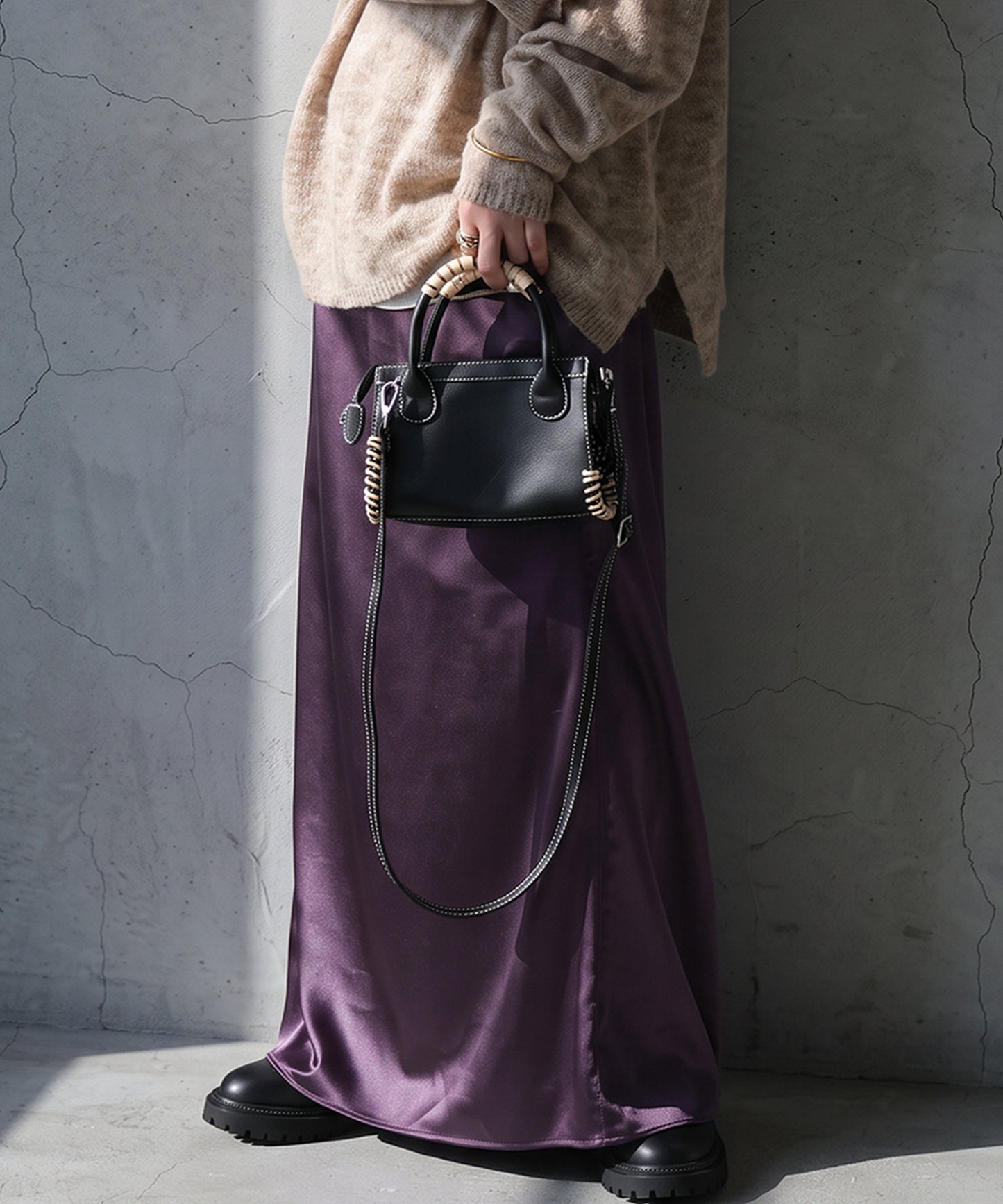 A-Line Satin Long Skirt Ladies