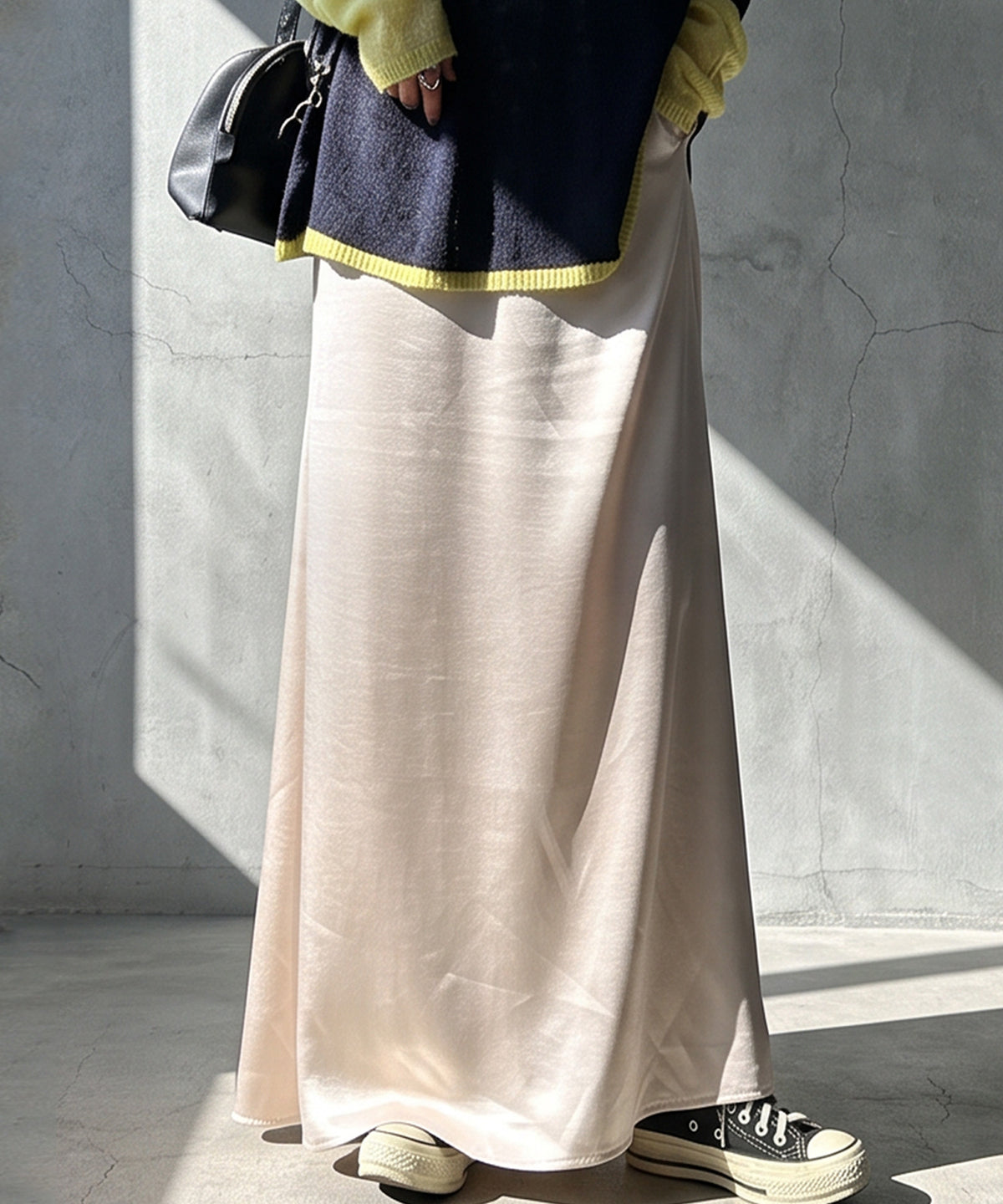 A-Line Satin Long Skirt Ladies