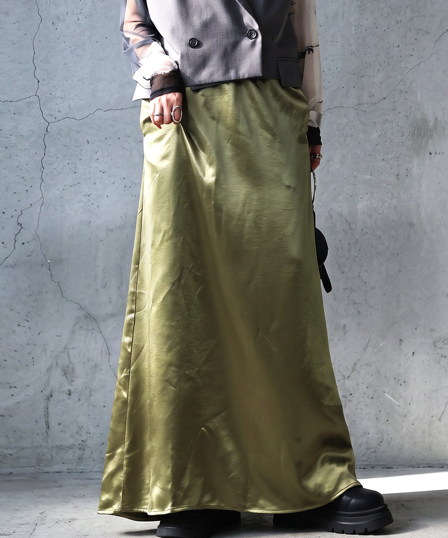 A-Line Satin Long Skirt Ladies