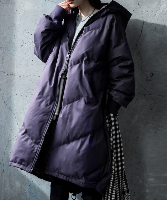 Hooded, 2-Way, Water-Repellent, Padded Cocoon Coat Ladies