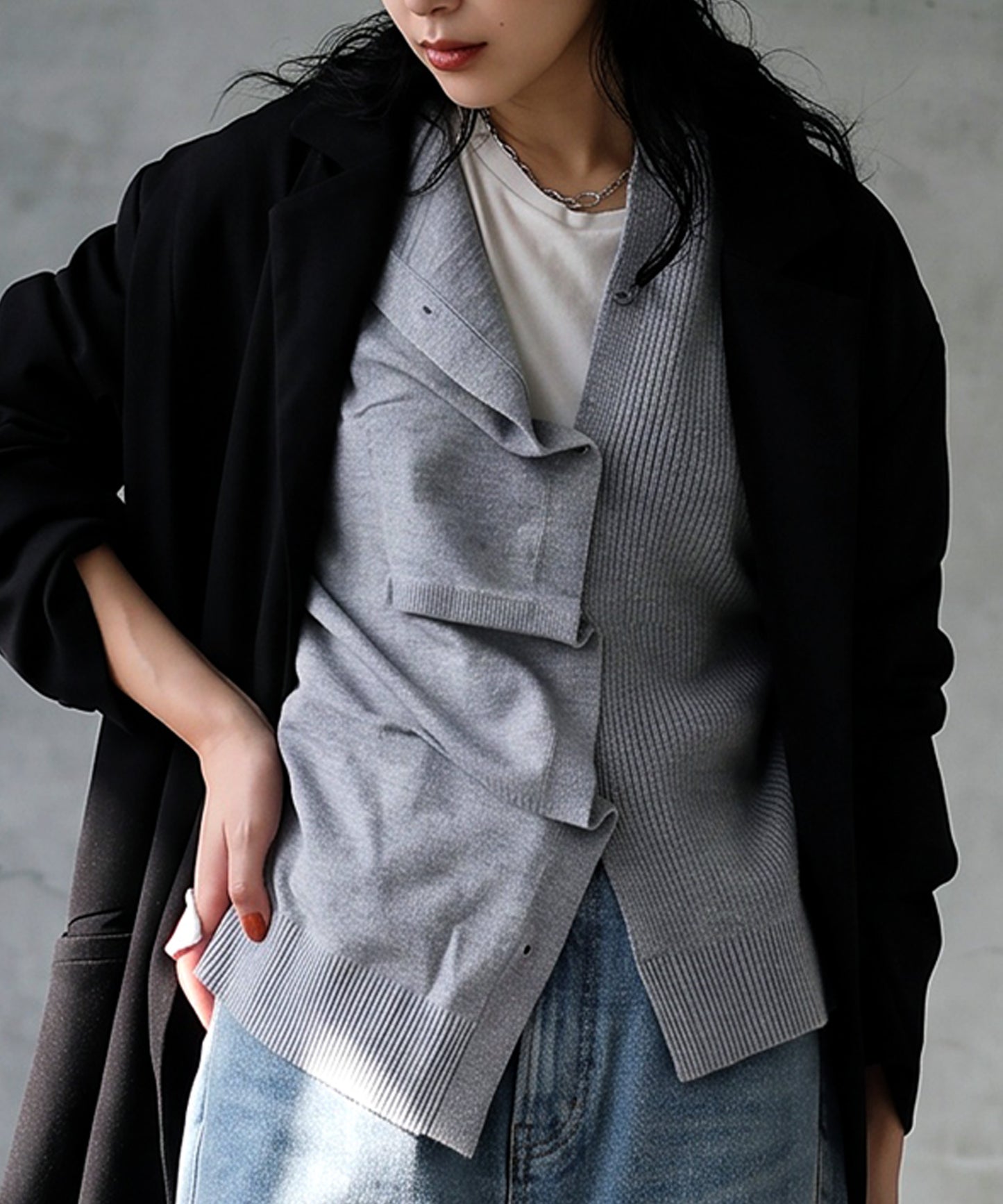 Cashmere-Touch Draped Knit Cardigan Ladies