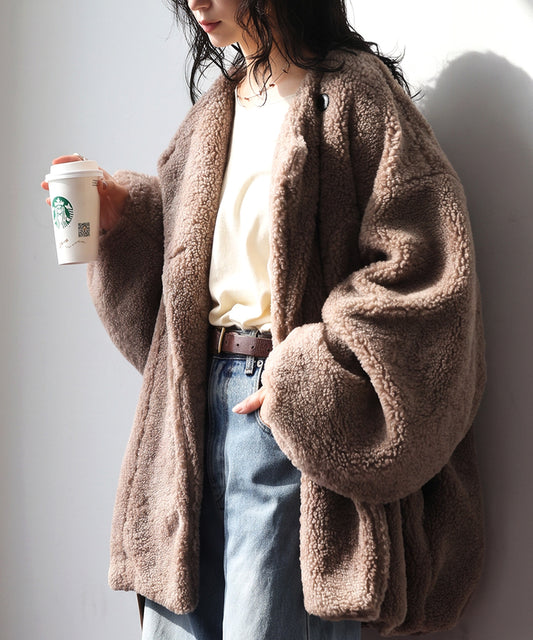Teddy Boa Collarless Jacket Ladies