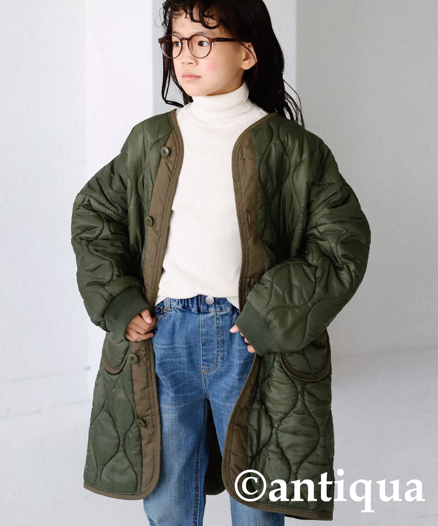 Kids quilted long coat