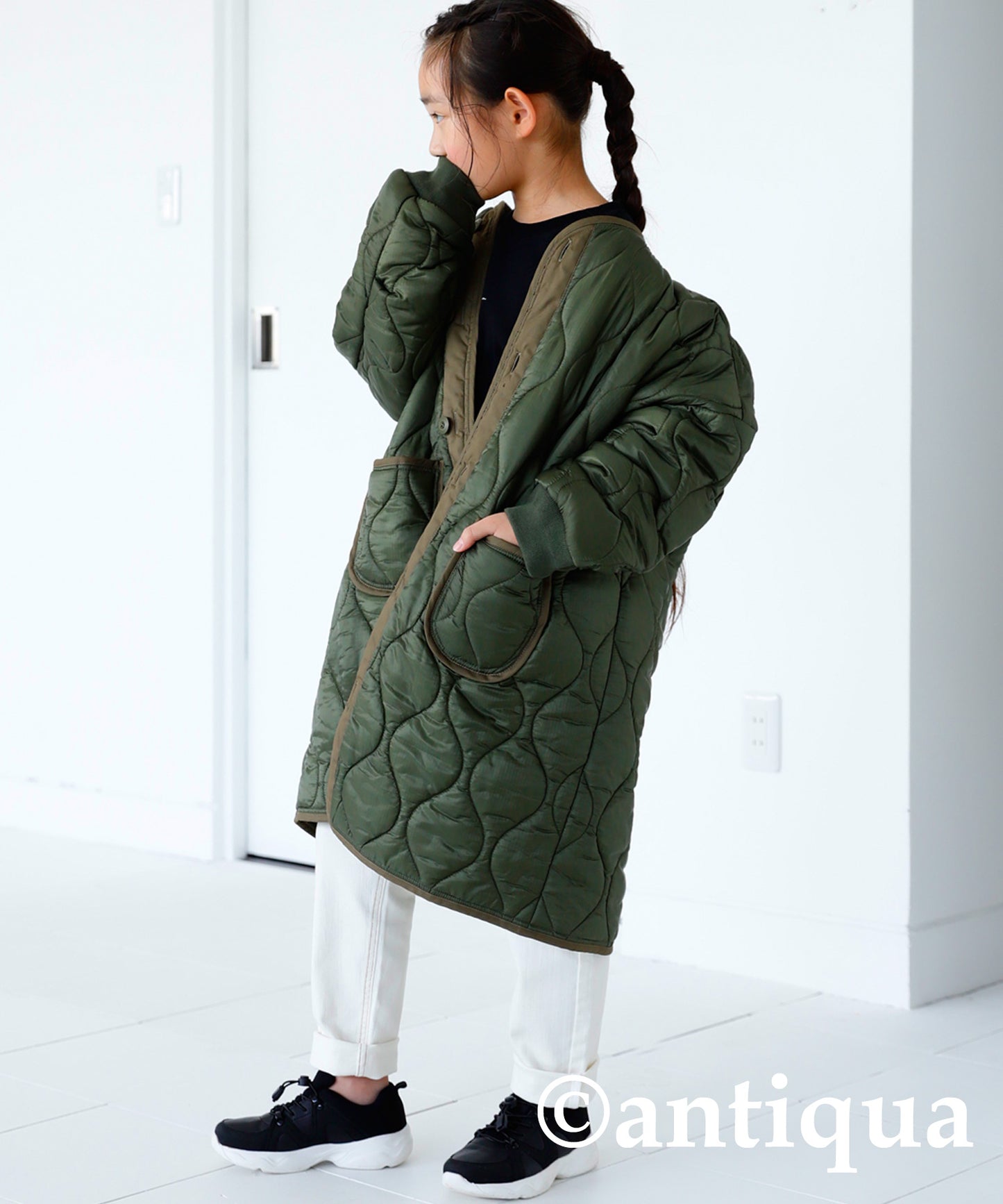 Kids quilted long coat