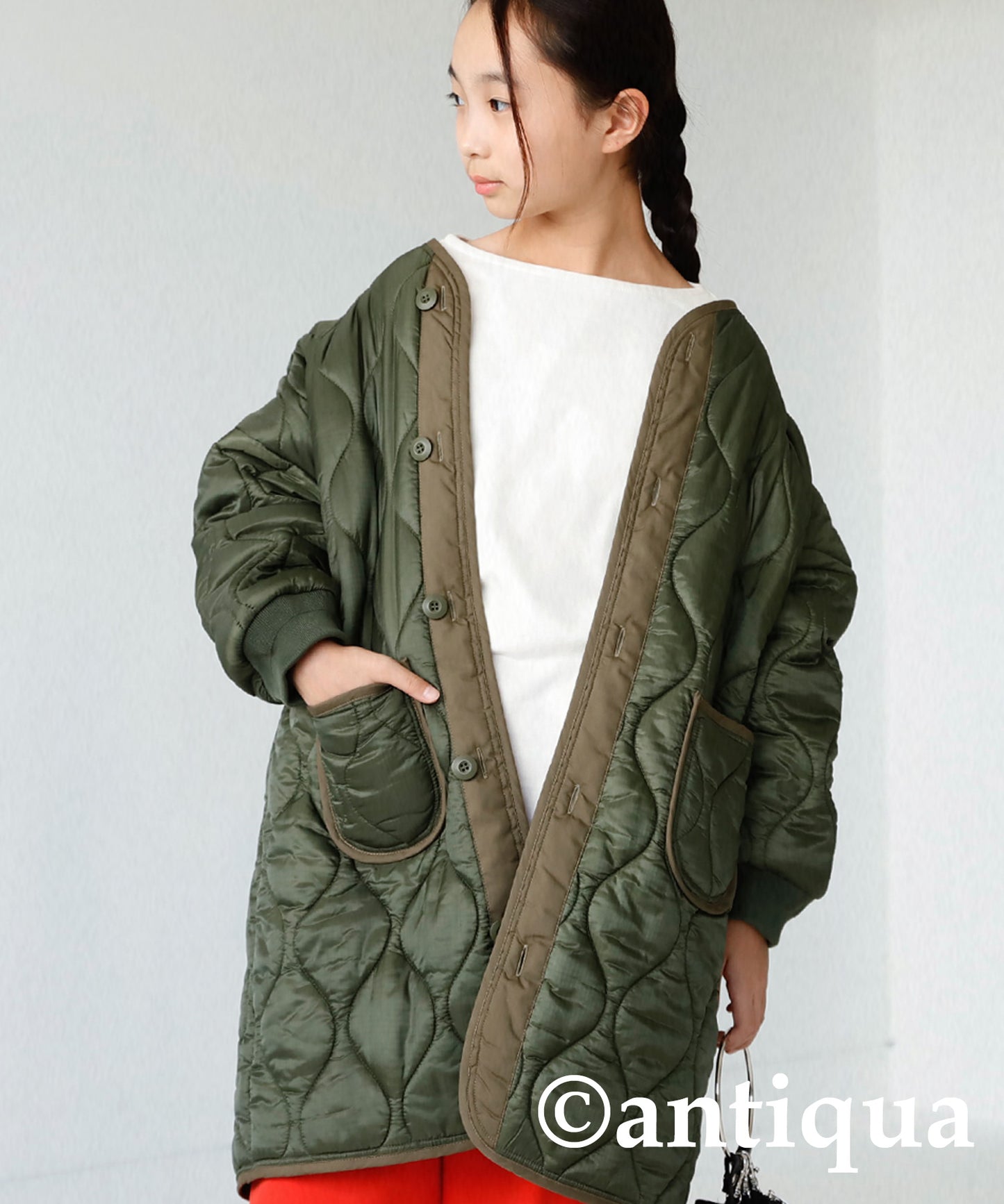 Kids quilted long coat