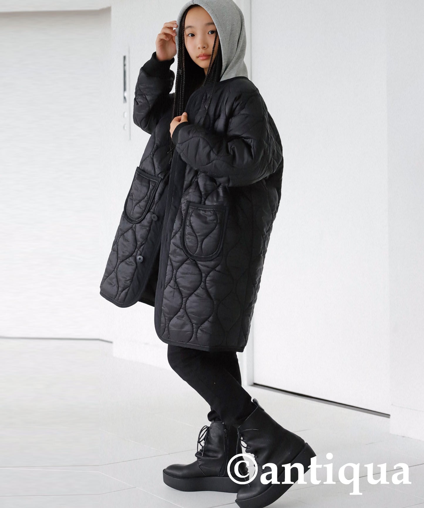 Kids quilted long coat