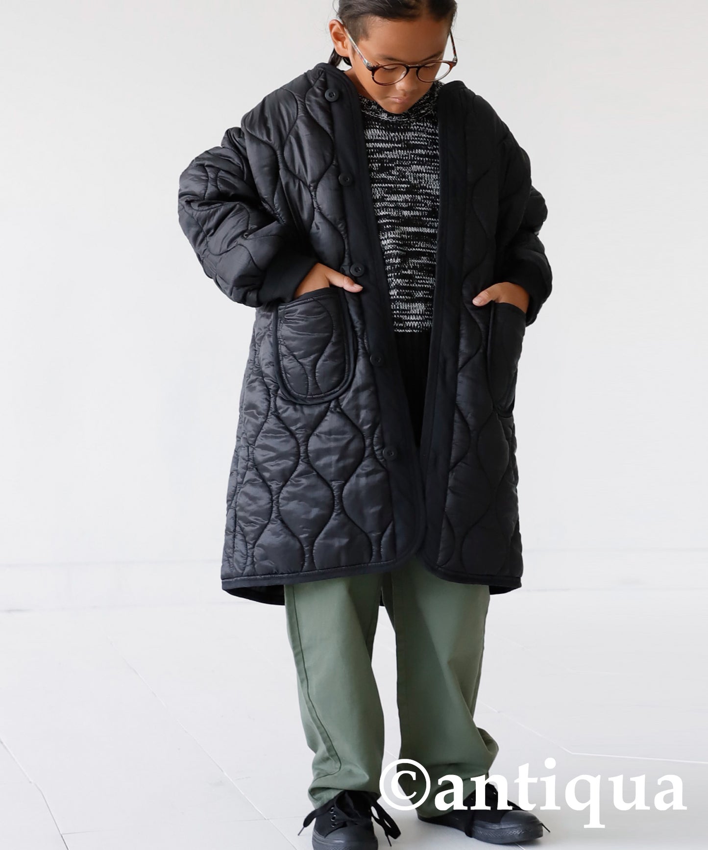 Kids quilted long coat