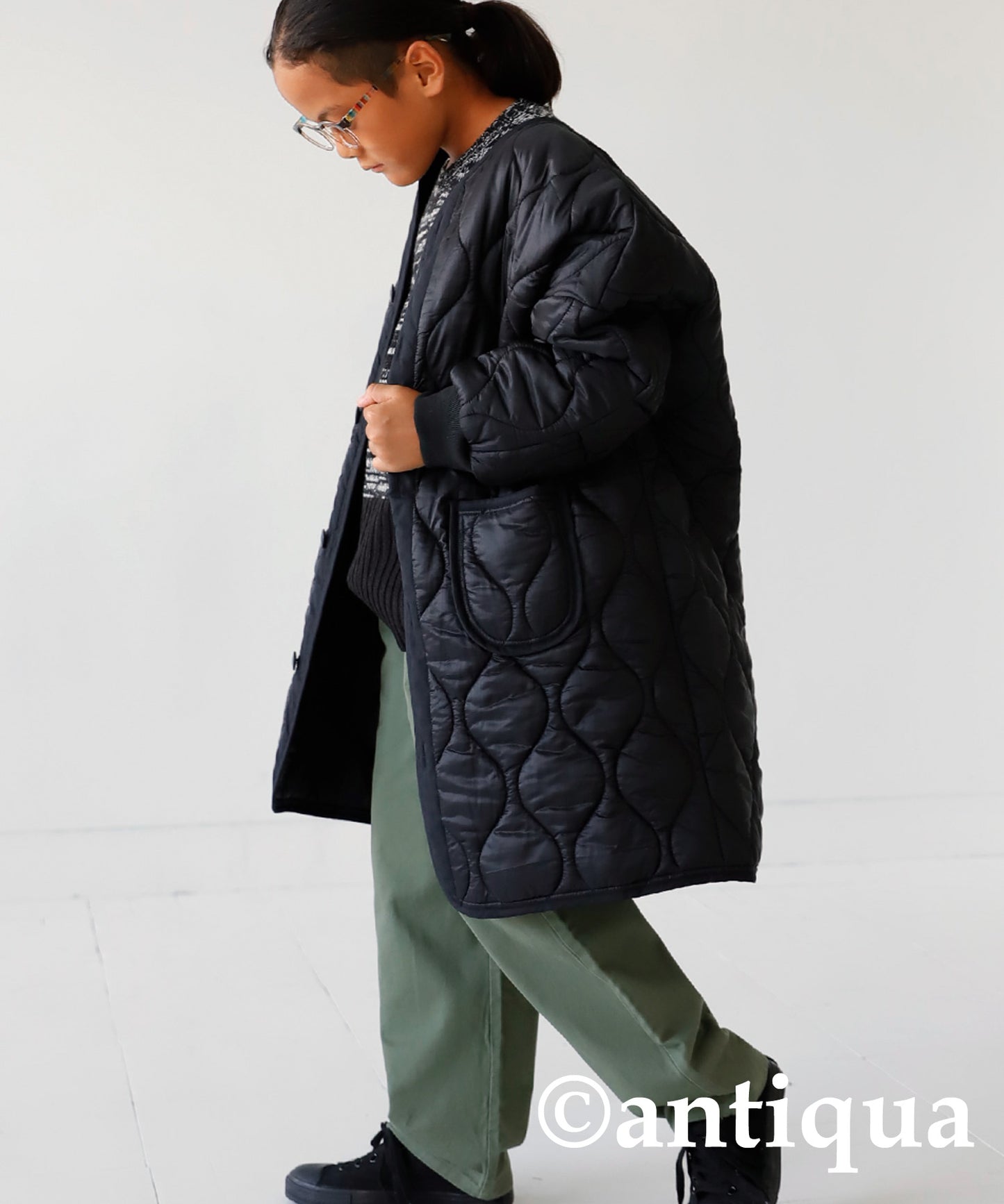 Kids quilted long coat