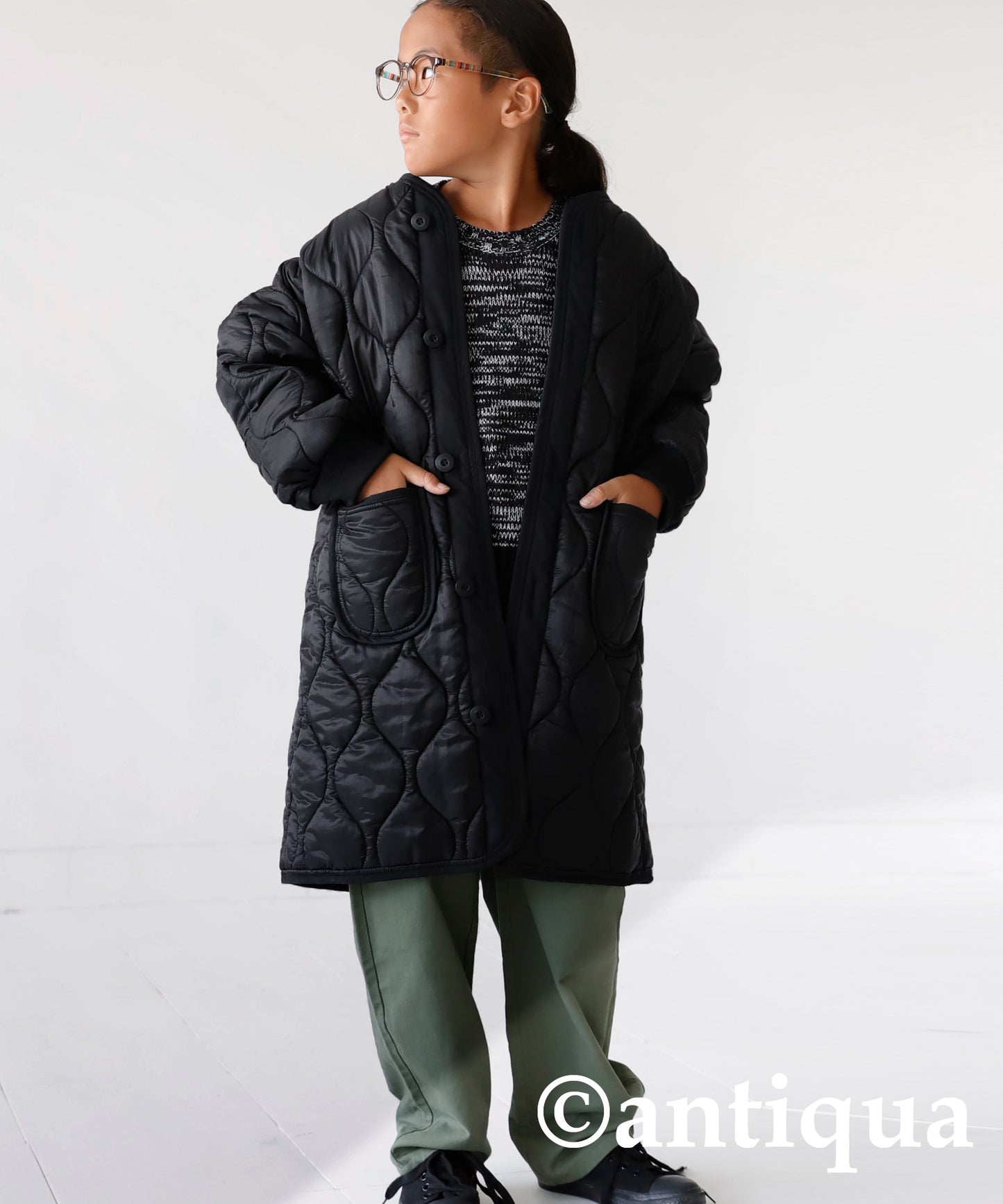 Kids quilted long coat