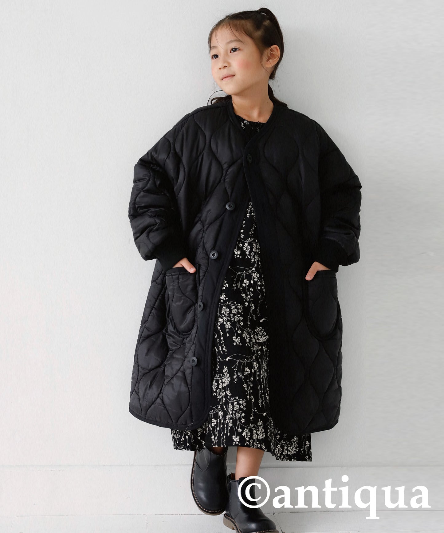 Kids quilted long coat