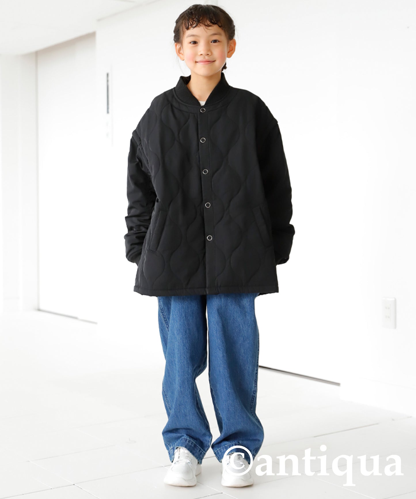 Kids 2way quilted MA-1 jacket detachable sleeve