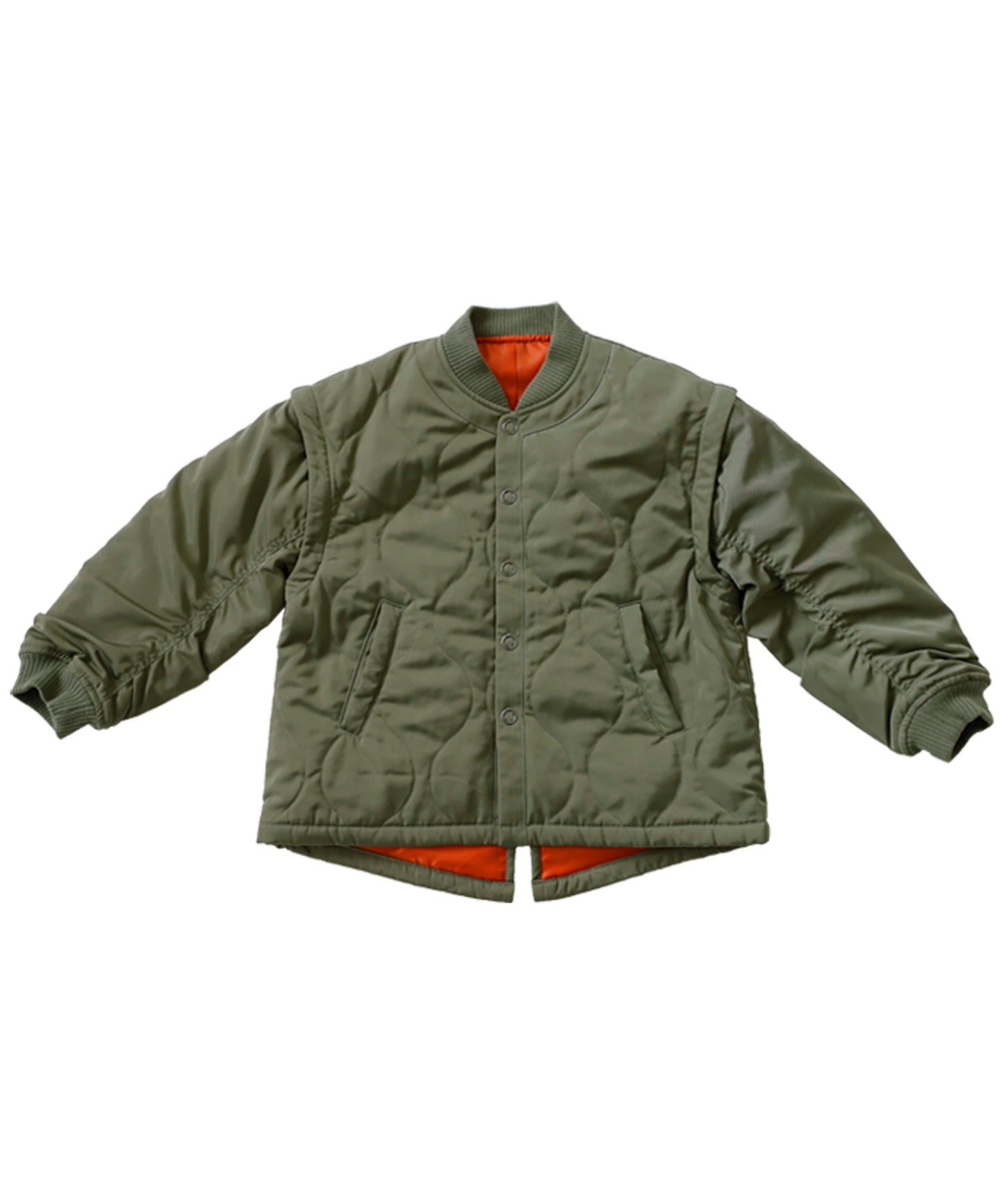 Kids 2way quilted MA-1 jacket detachable sleeve