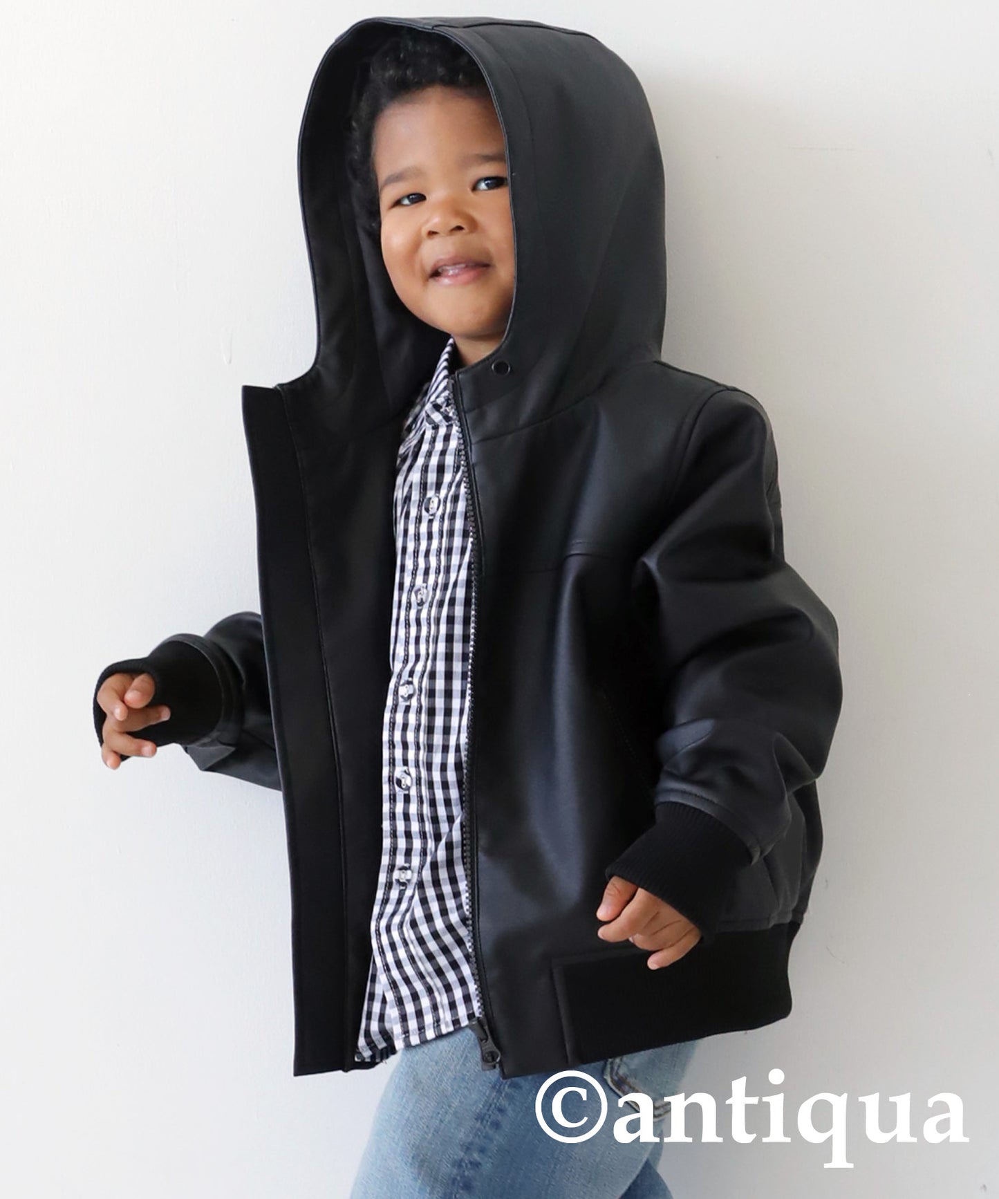 Vegan Leather Hoody Jacket Kids