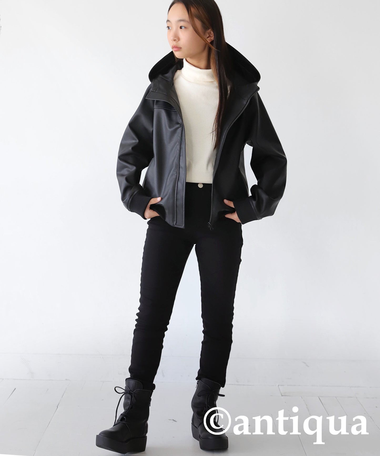 Vegan Leather Hoody Jacket Kids