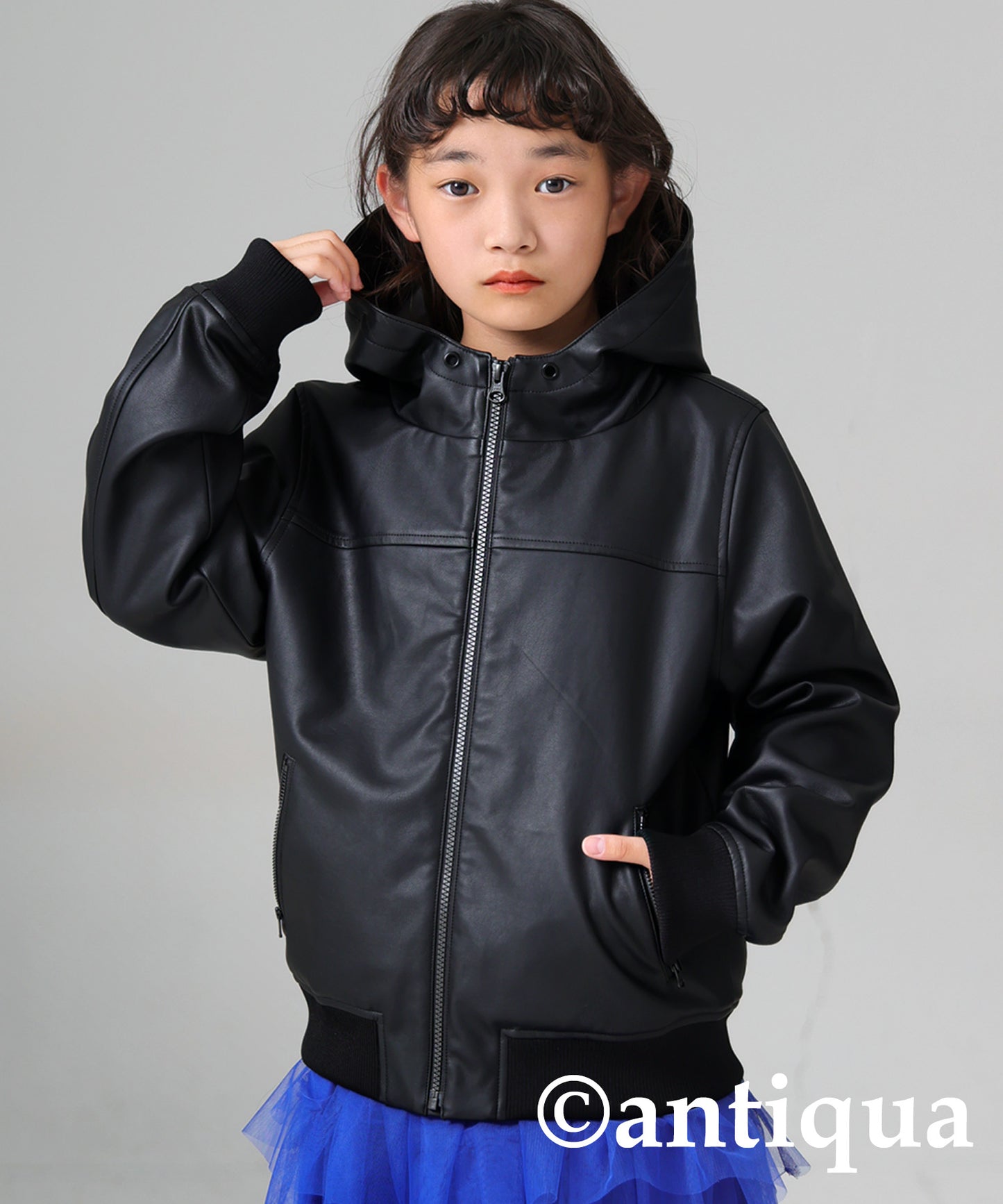 Vegan Leather Hoody Jacket Kids