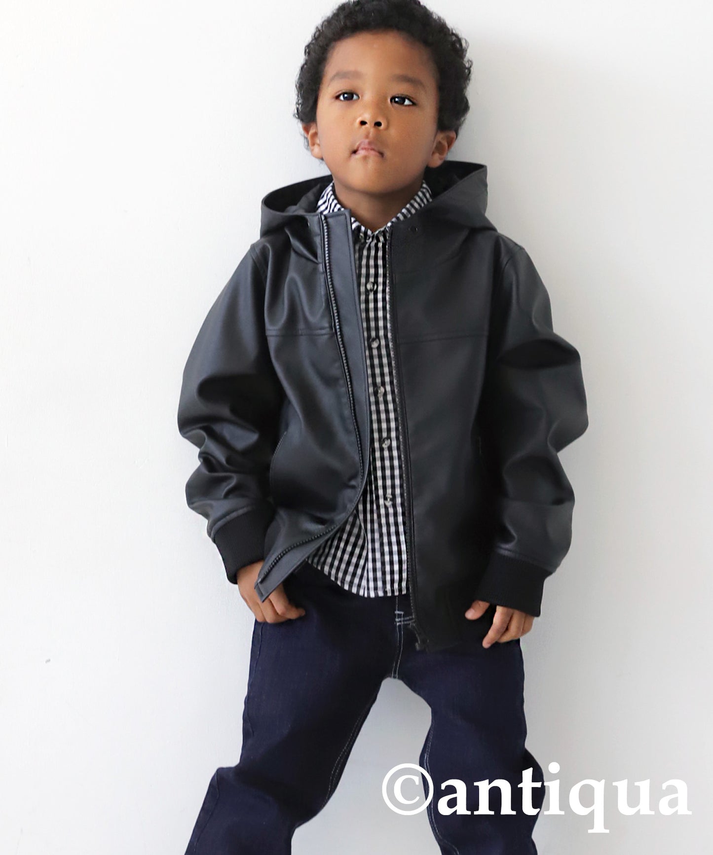 Vegan Leather Hoody Jacket Kids