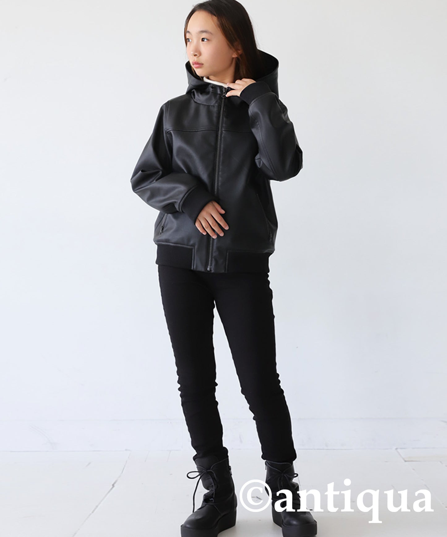 Vegan Leather Hoody Jacket Kids