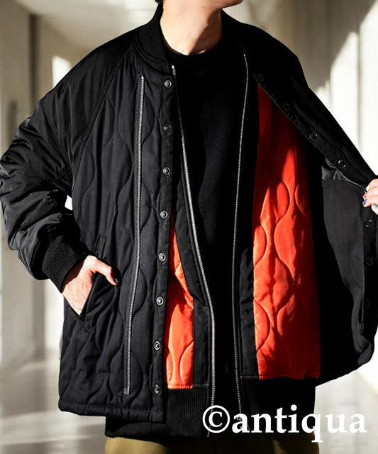 Layered style Men's quilting coat (MA-1) raglan sleeve