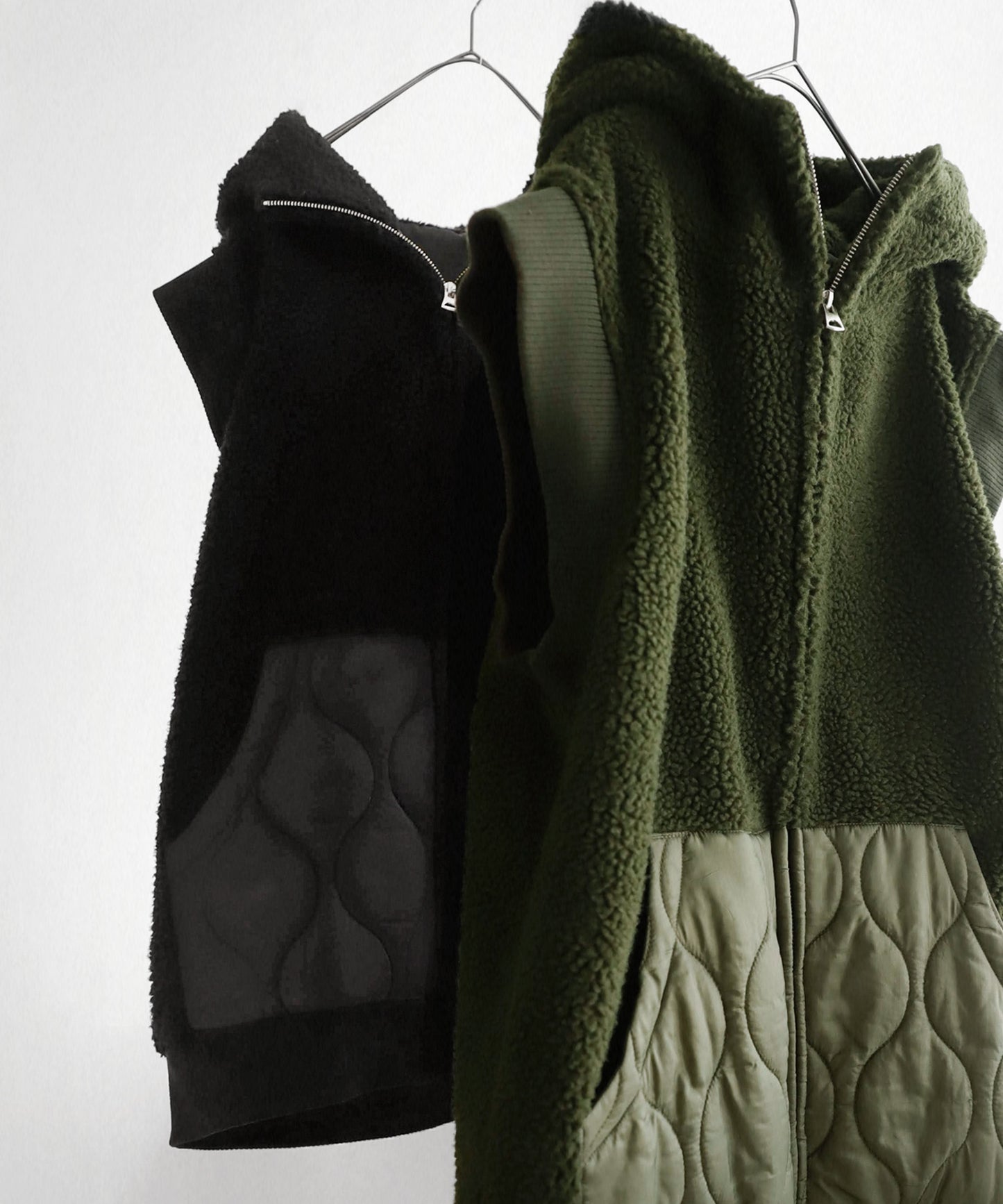 Men's quilting and boa vest with hood