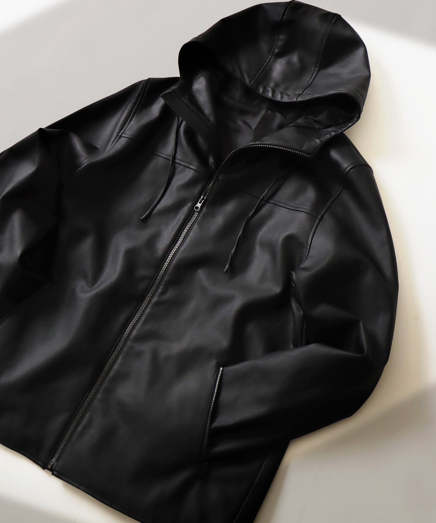 Men's leather jacket vegan leather with hood