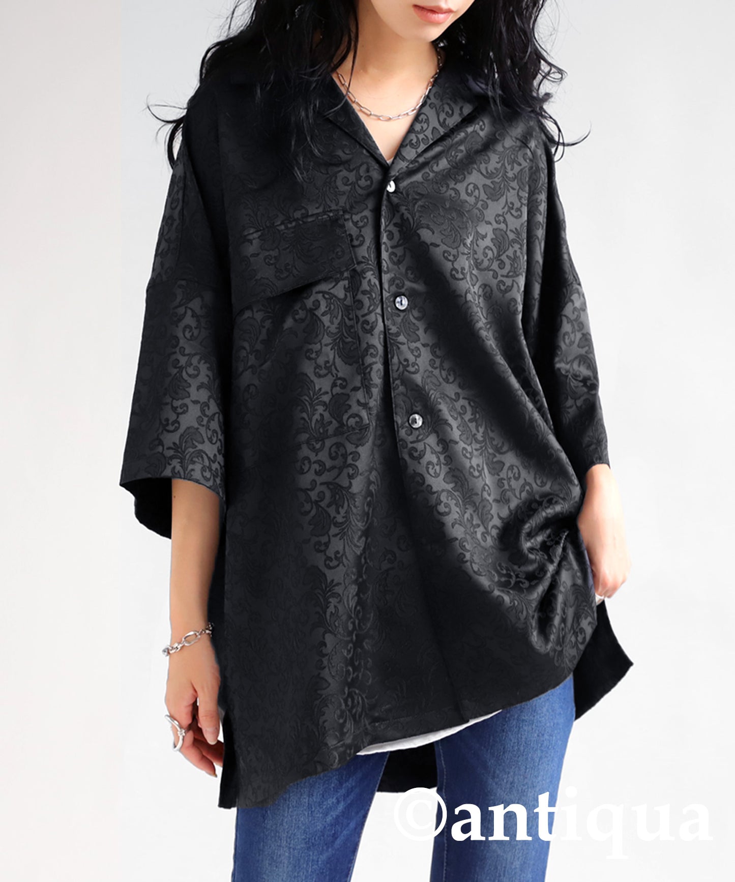 Paisley pattern open collar shirt Ladies