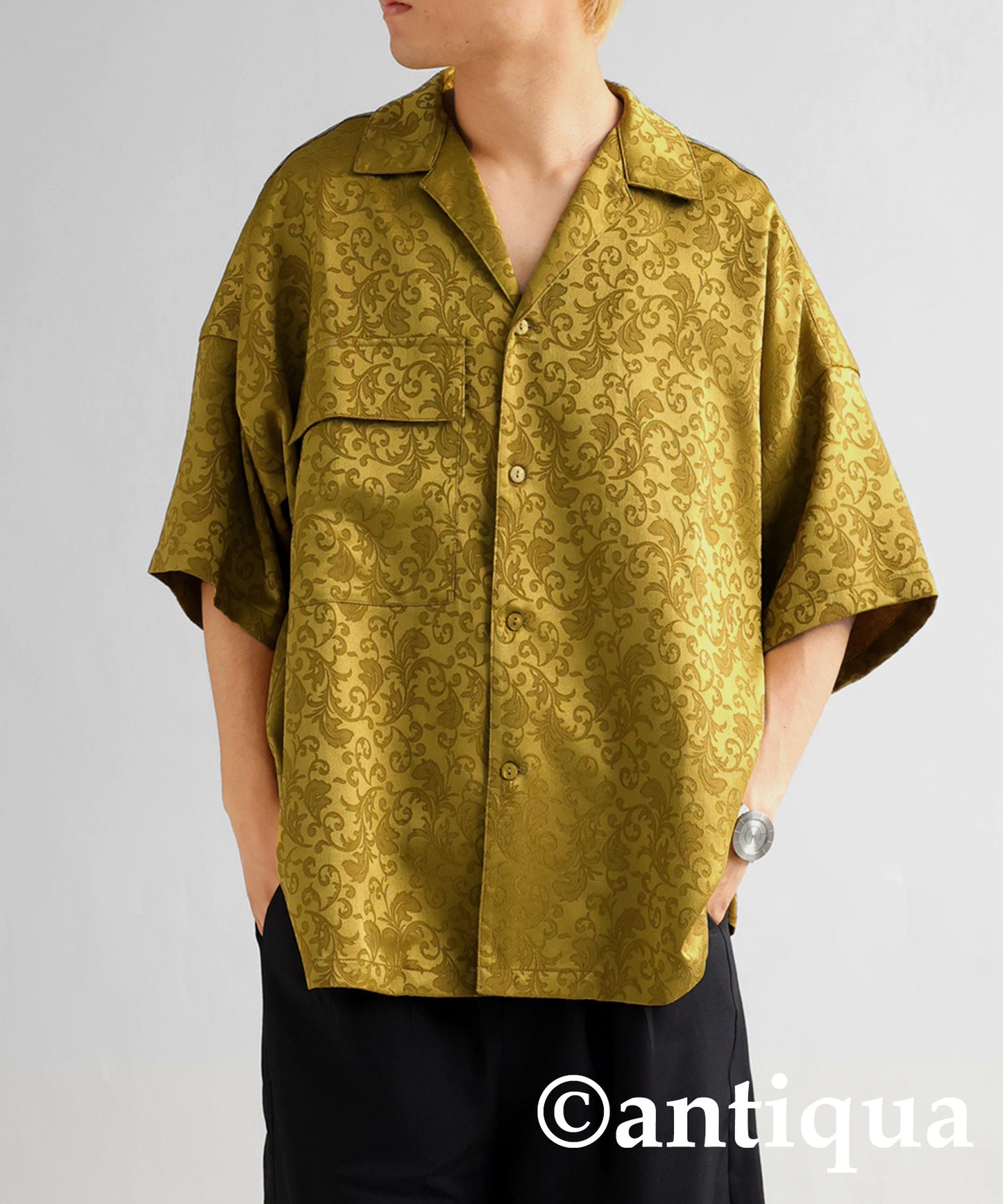 Paisley pattern open collar shirt Men's