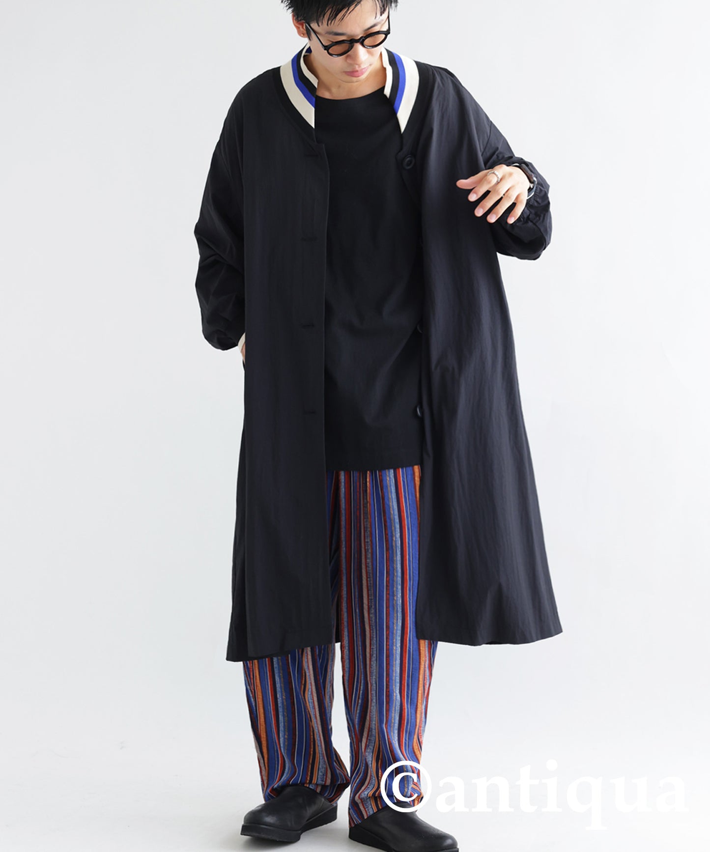 Men's long coat multi color collar