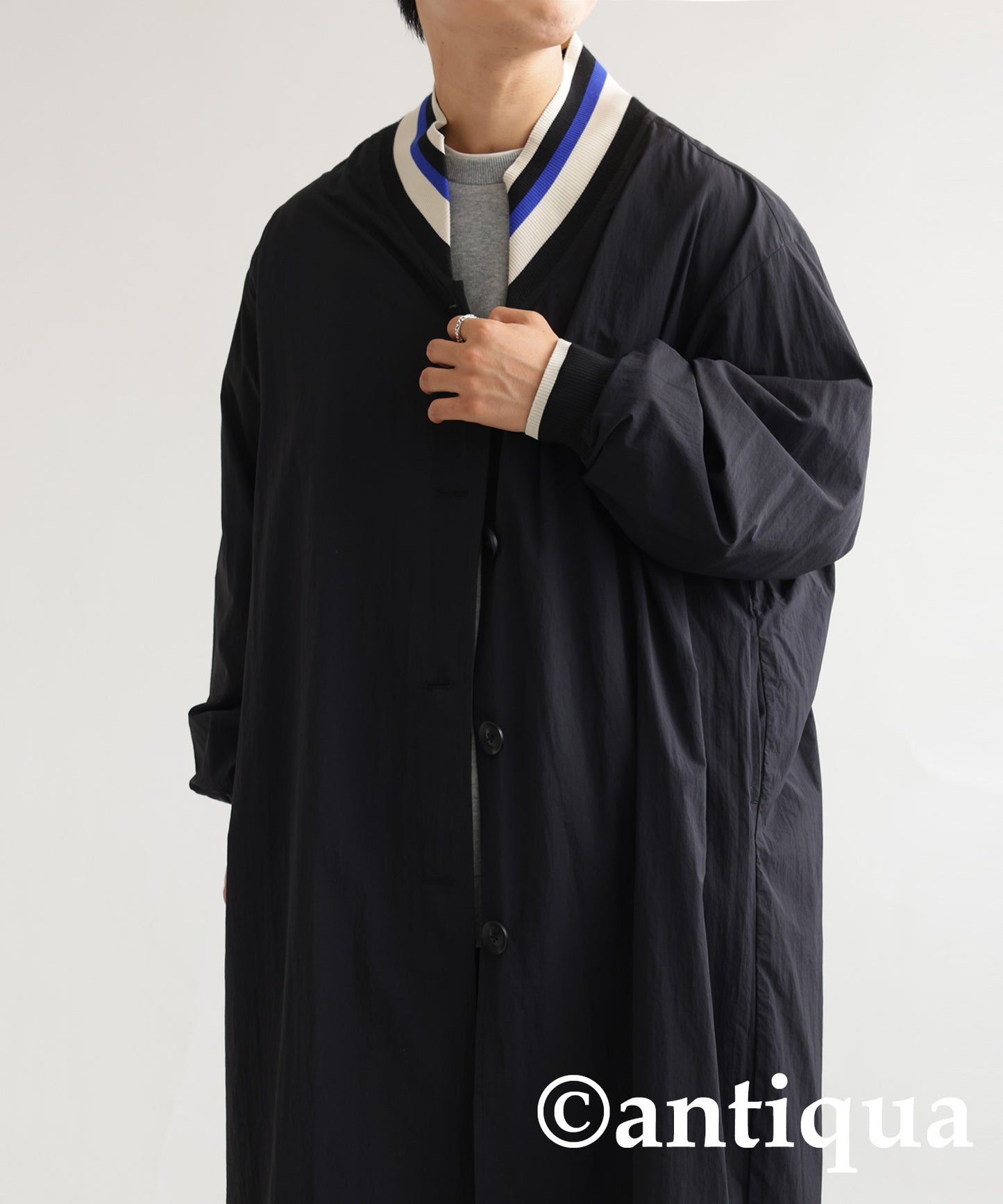 Men's long coat multi color collar