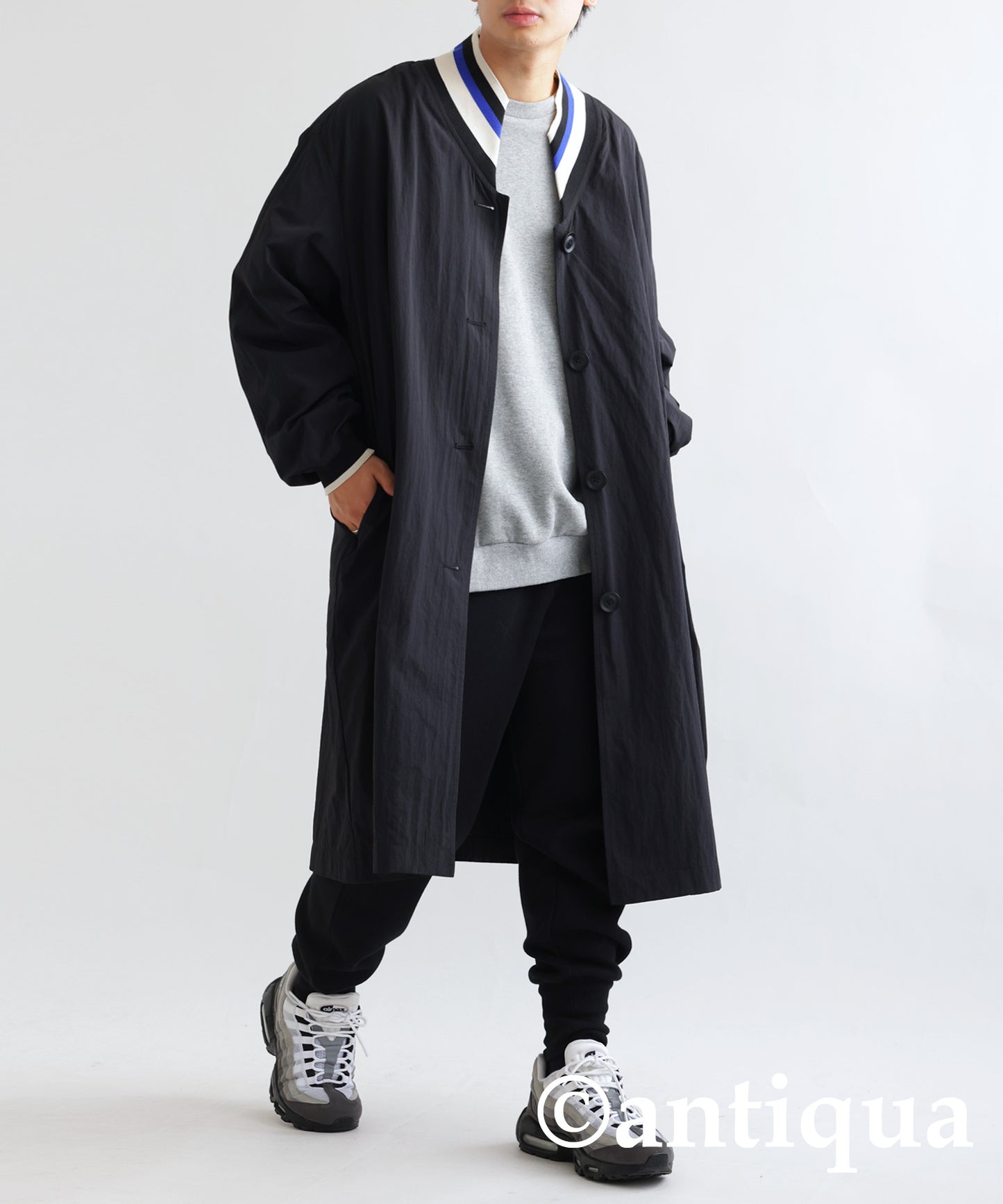 Men's long coat multi color collar