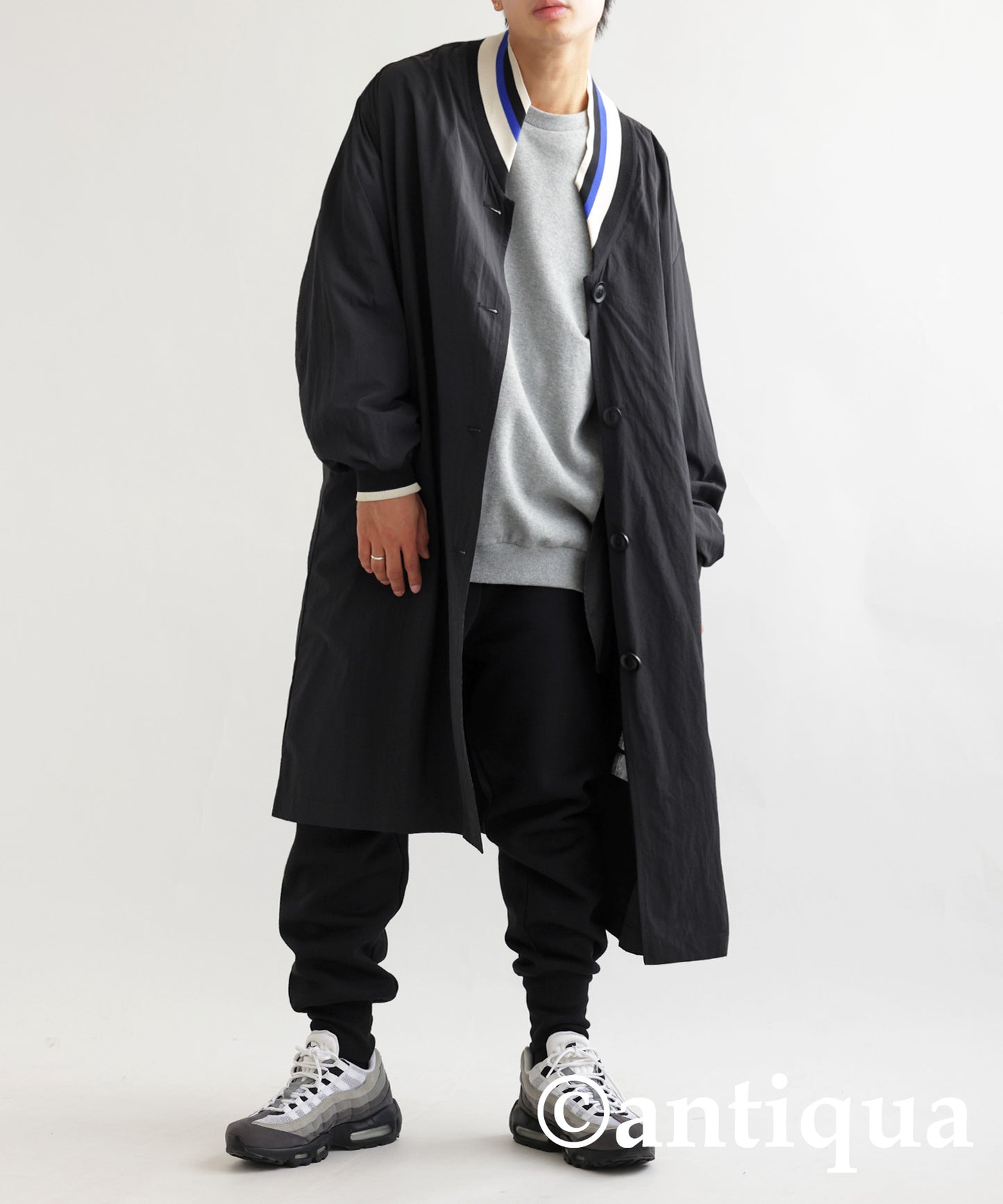 Men's long coat multi color collar