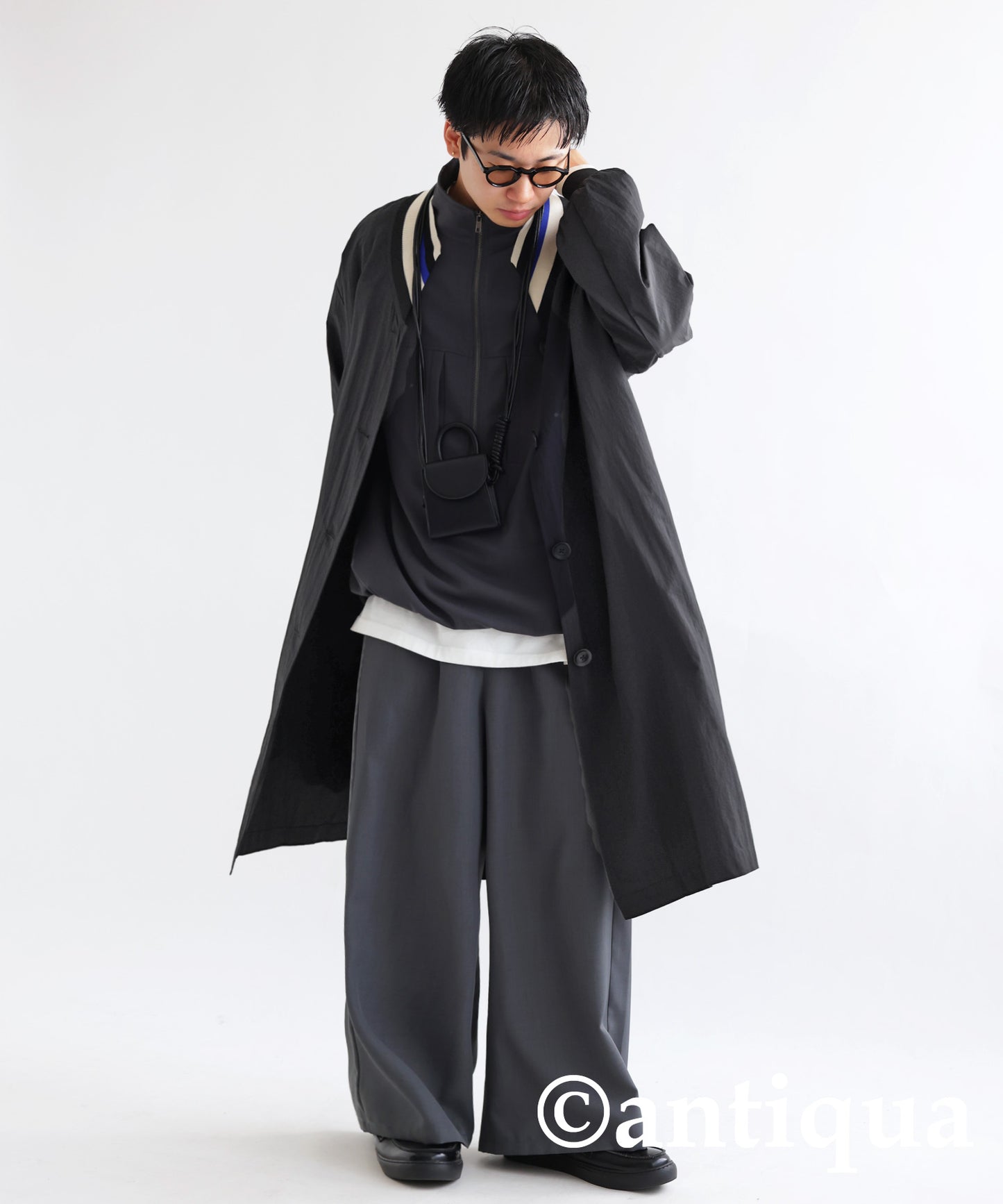 Men's long coat multi color collar