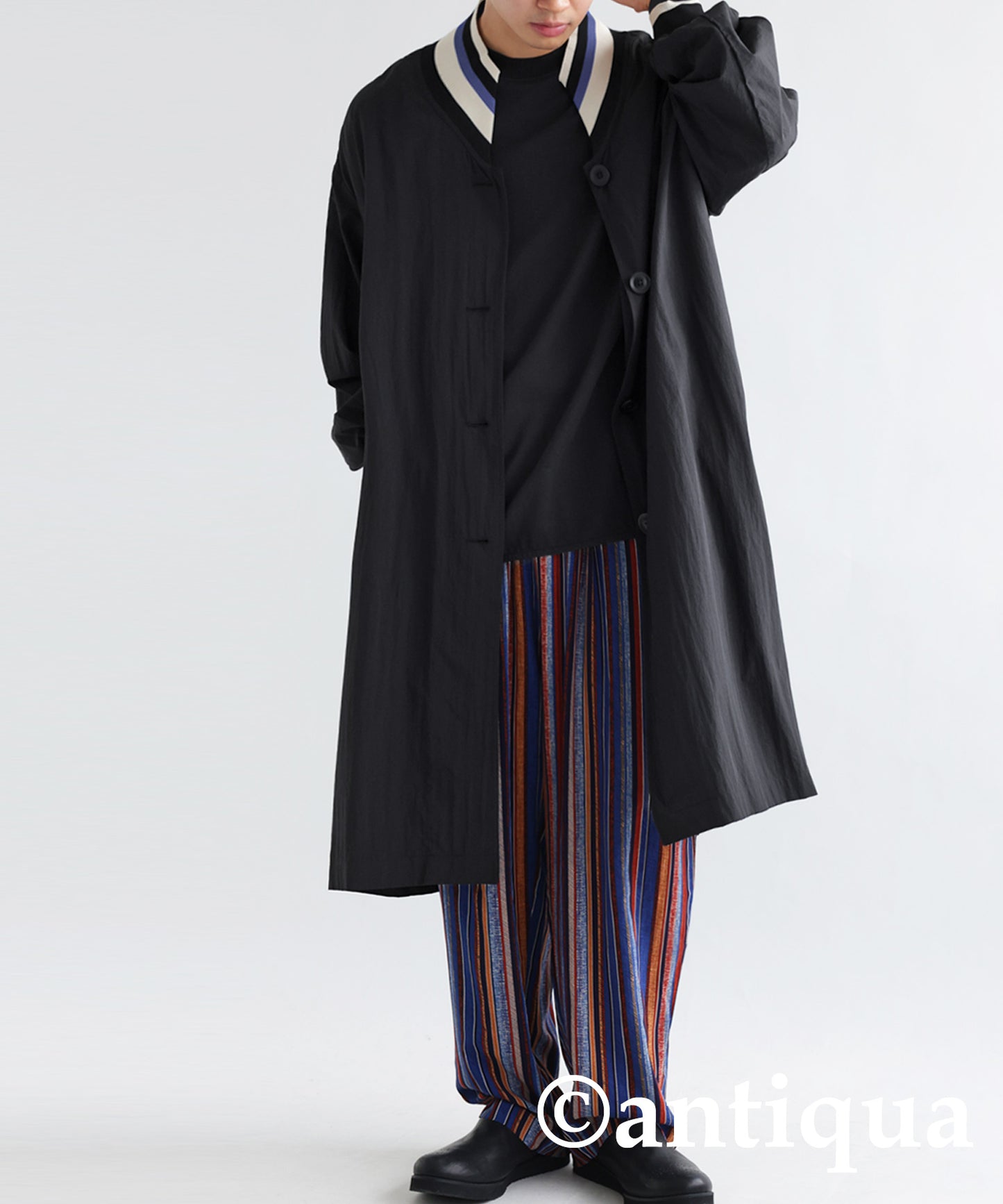 Men's long coat multi color collar