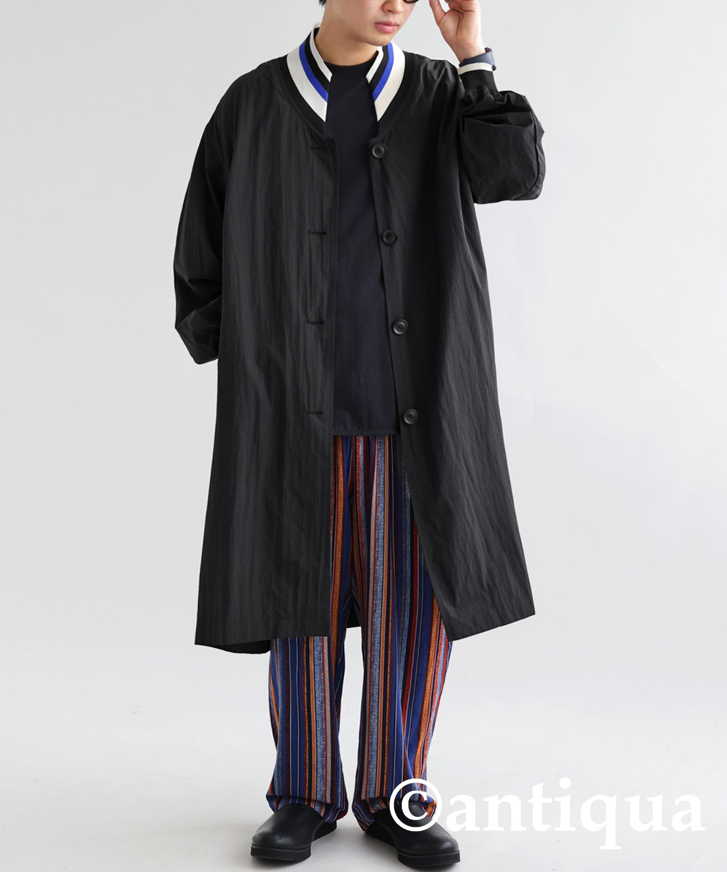 Men's long coat multi color collar