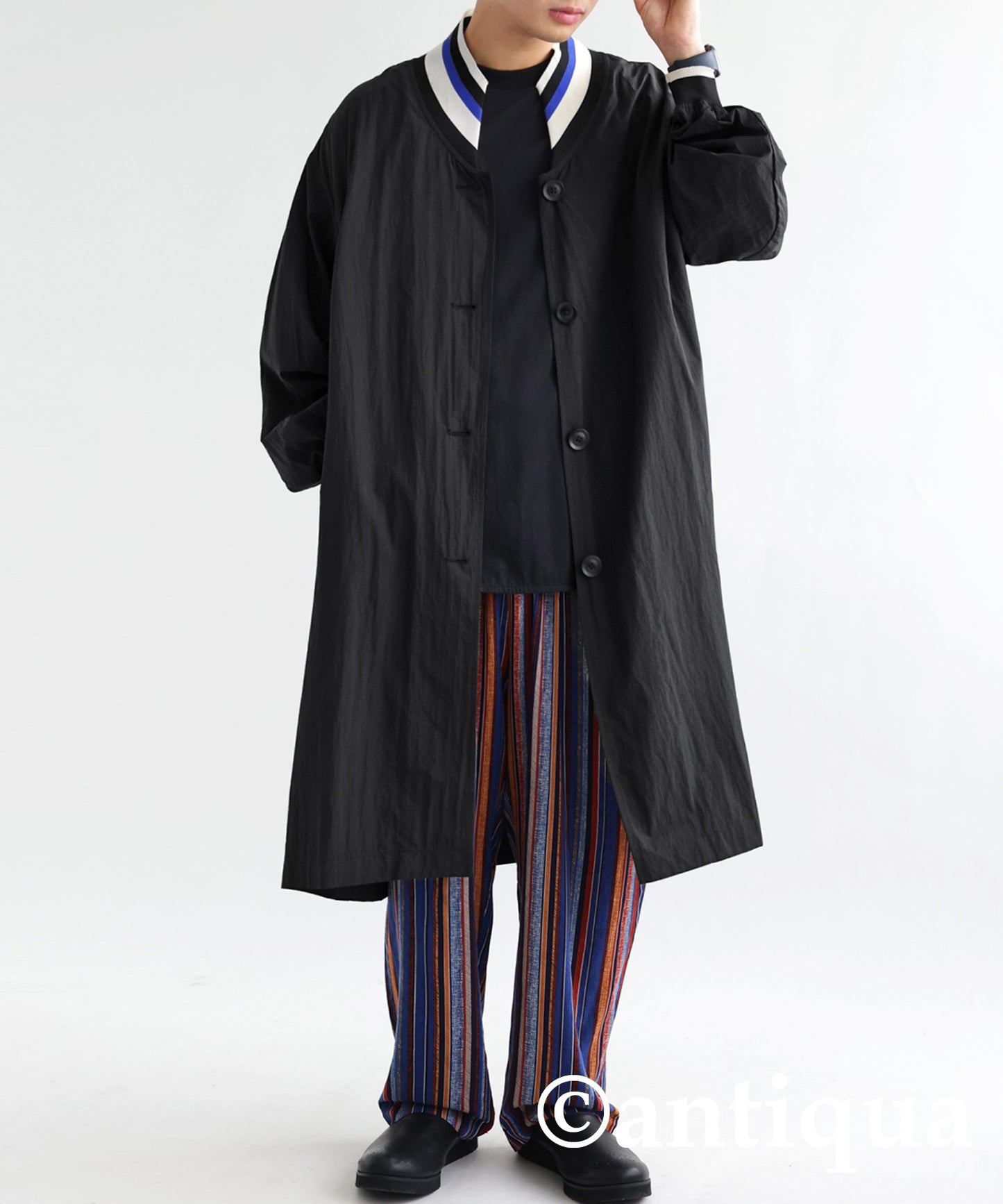 Men's long coat multi color collar