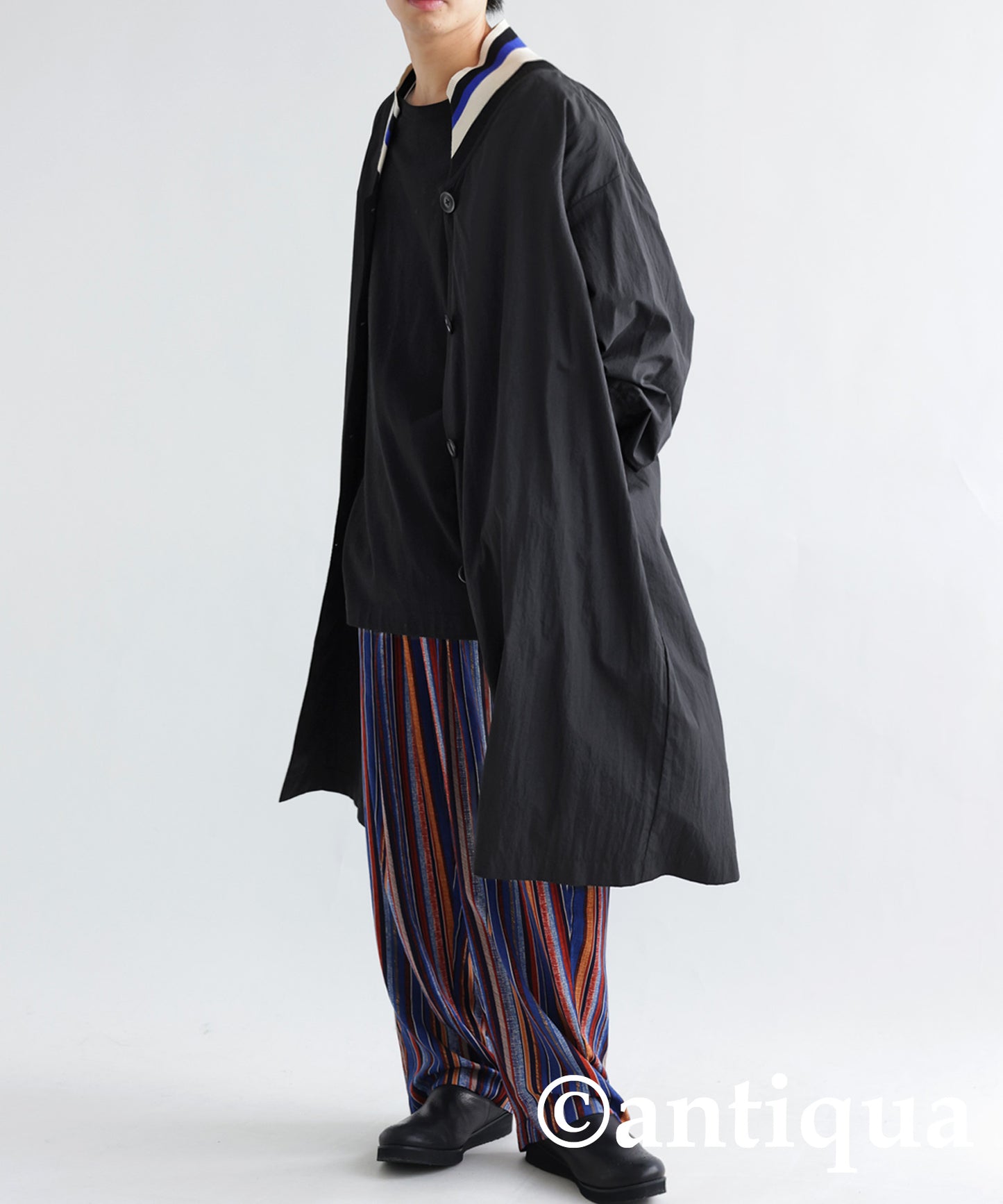 Men's long coat multi color collar