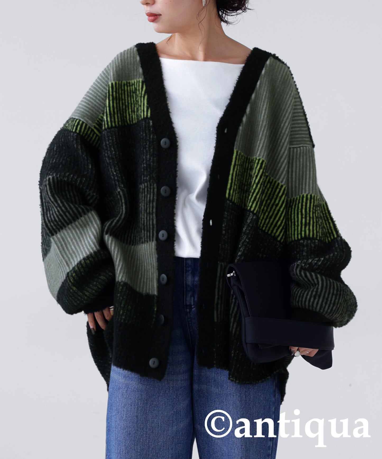 Border Knit Cardigan Ladies