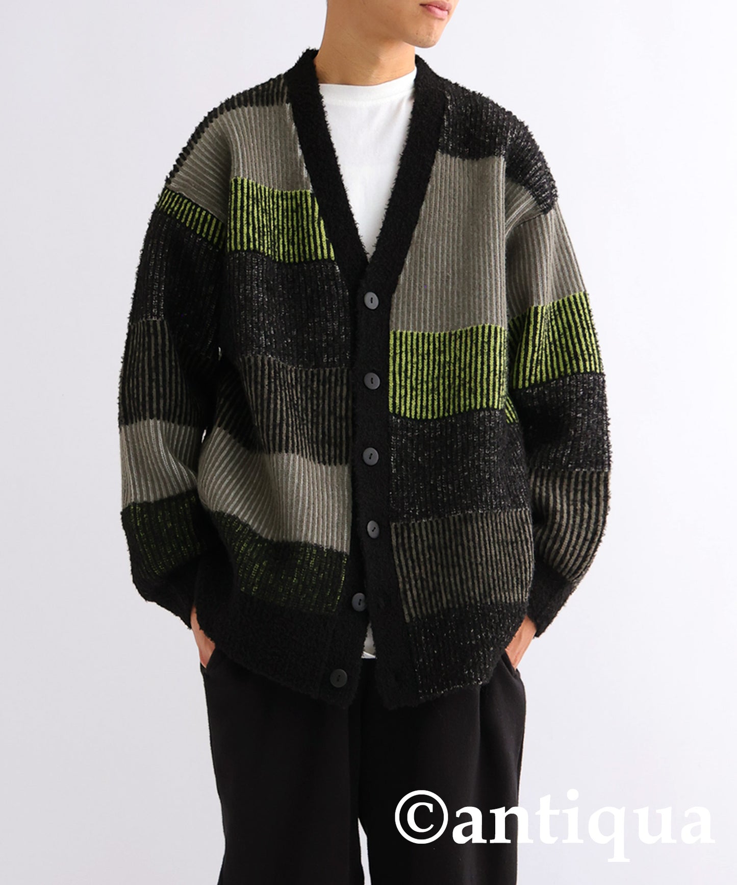 Stripe Knit Cardigan Men's