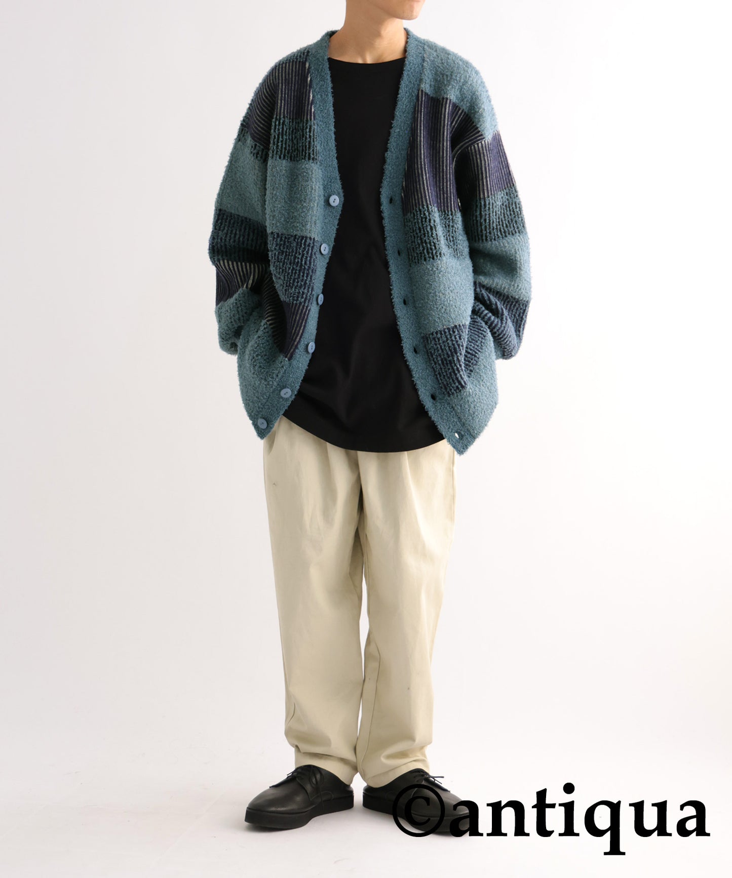 Stripe Knit Cardigan Men's