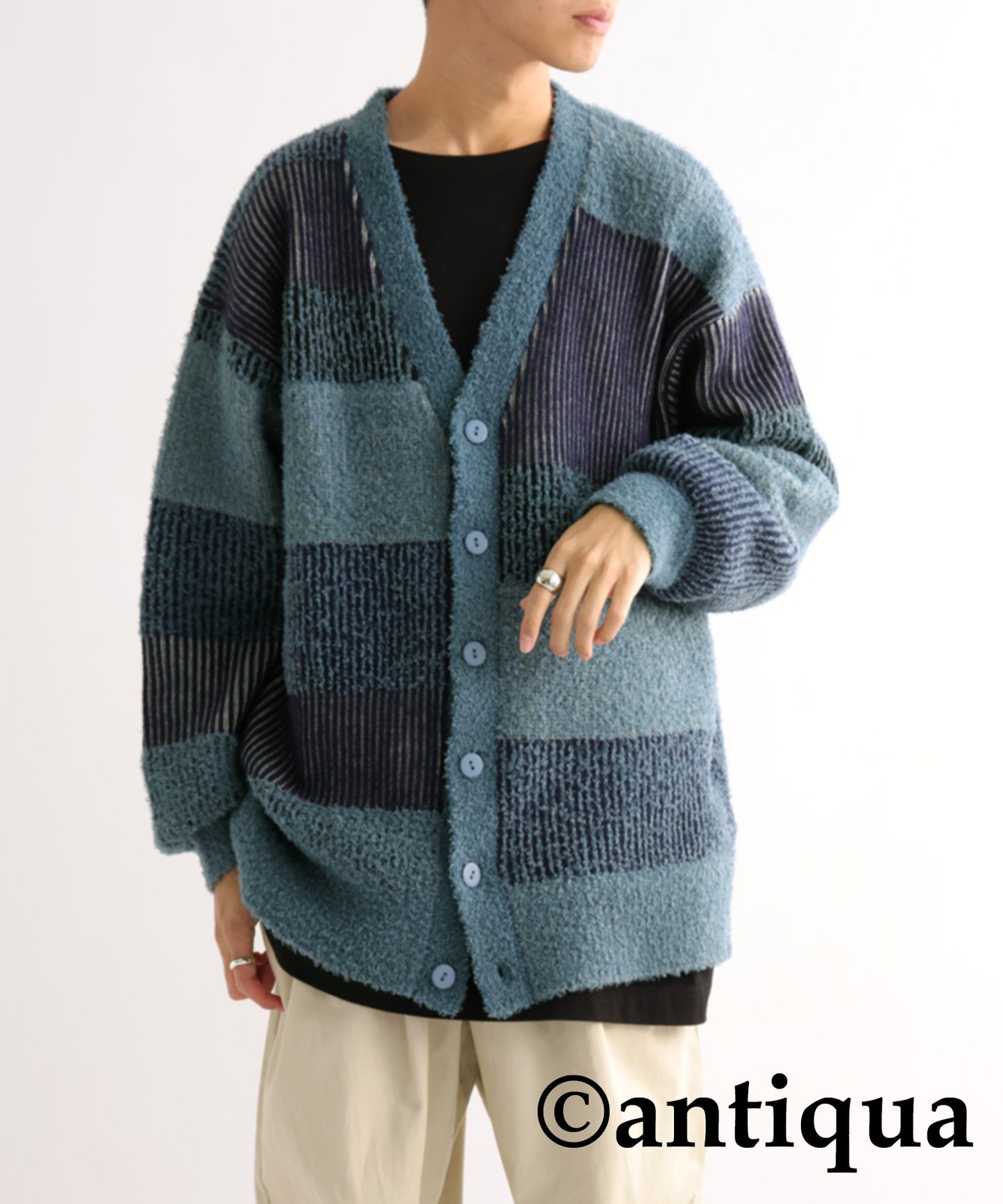 Stripe Knit Cardigan Men's