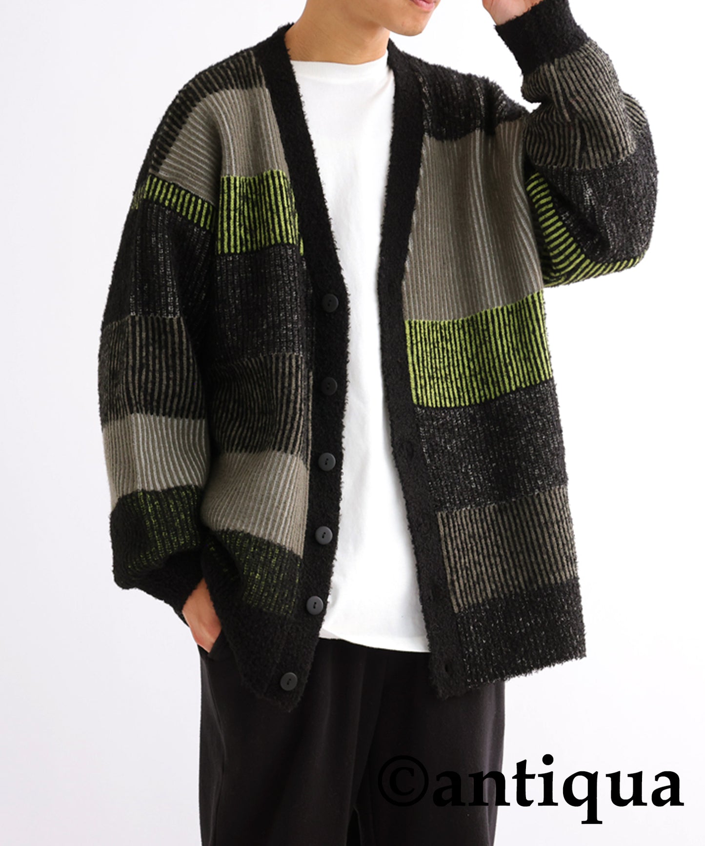 Stripe Knit Cardigan Men's