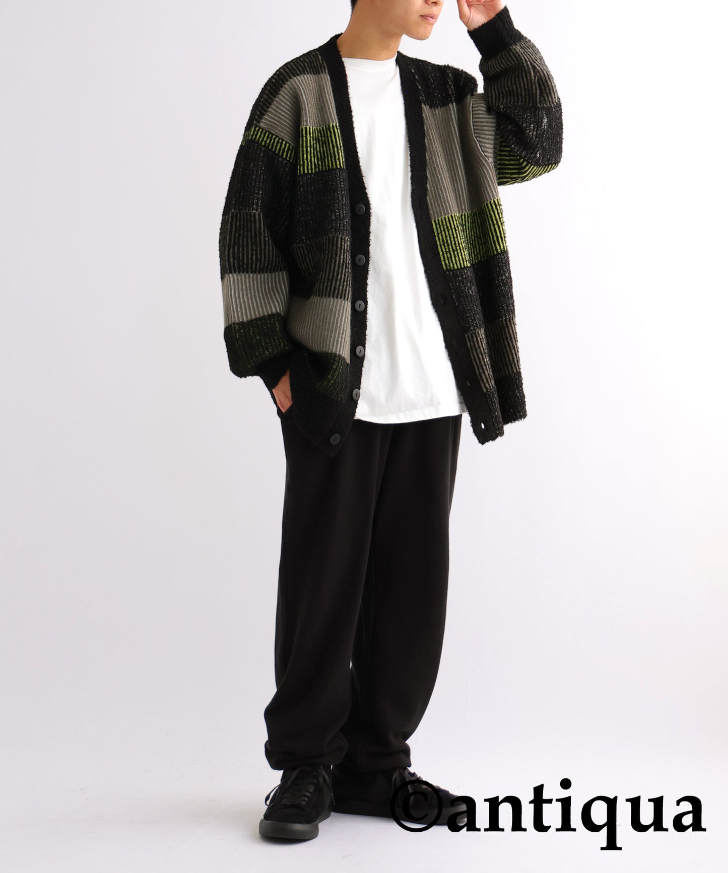 Stripe Knit Cardigan Men's