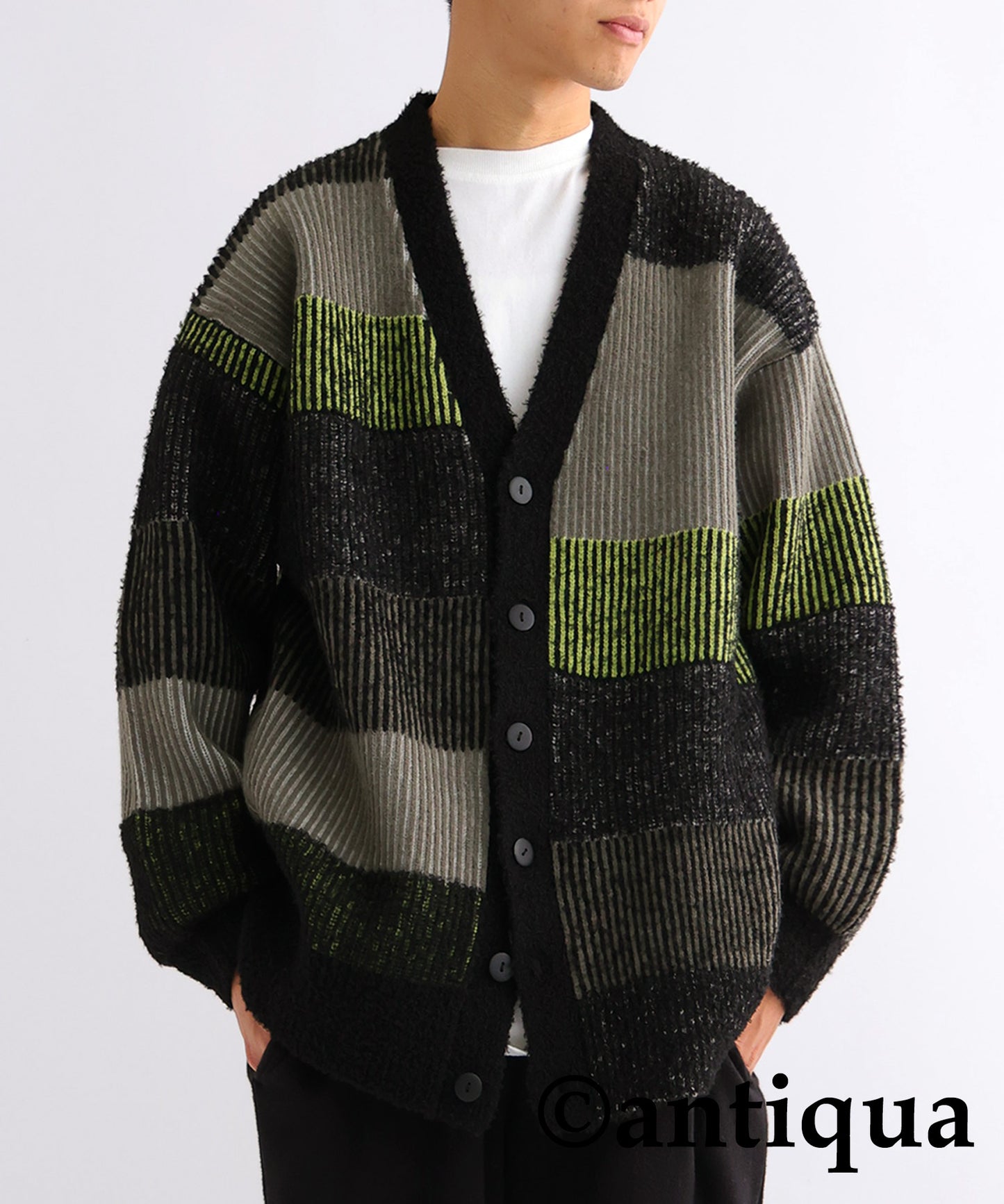 Stripe Knit Cardigan Men's