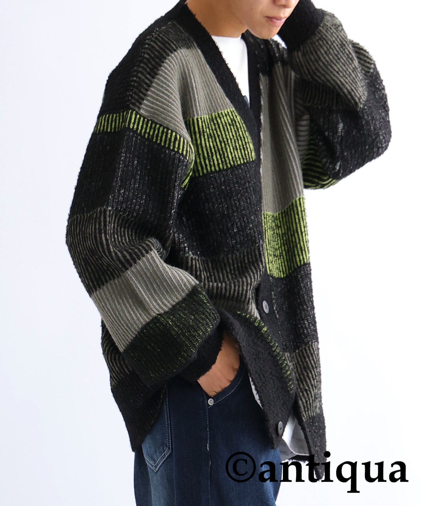 Stripe Knit Cardigan Men's